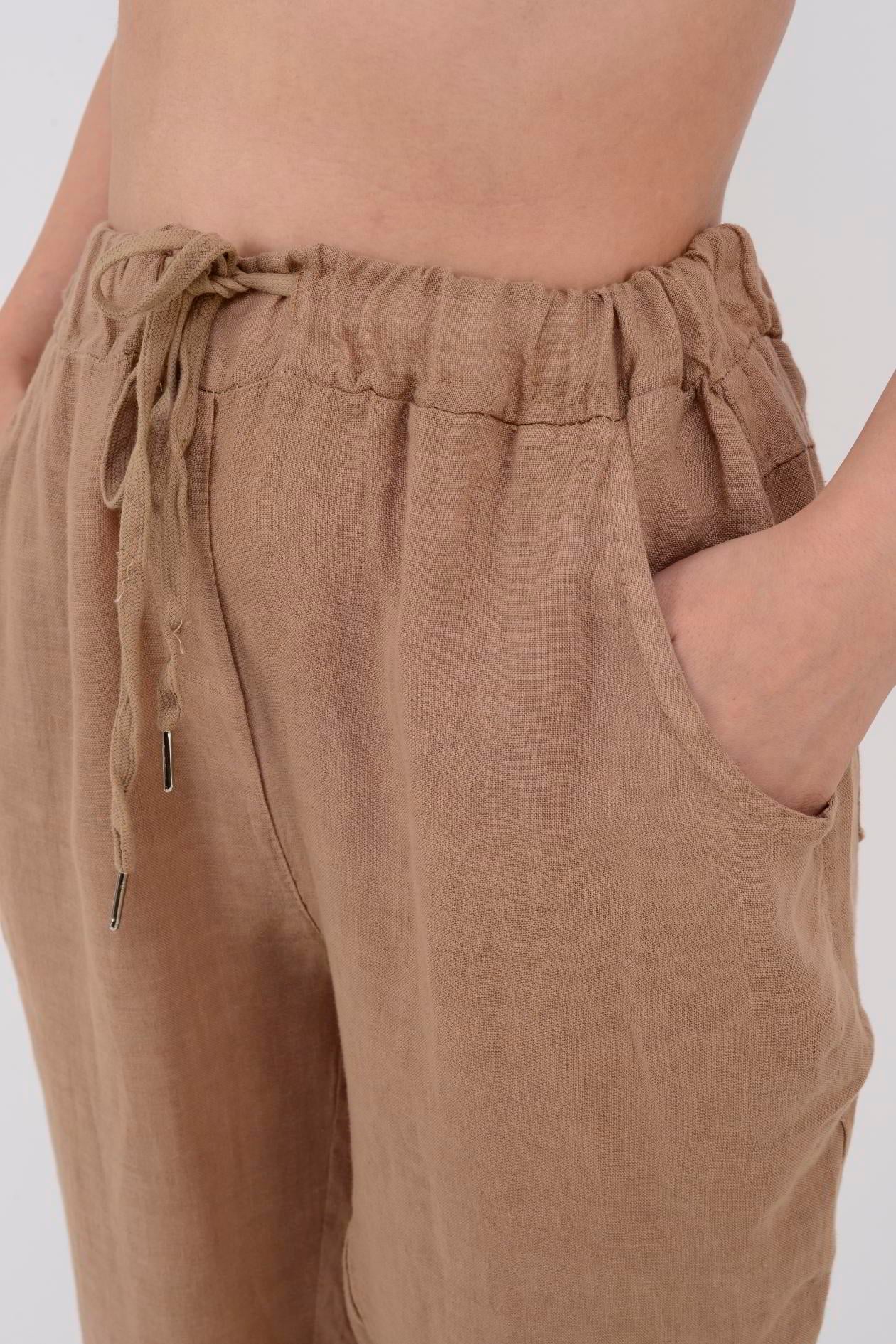 3928 DÜZ KETEN PANTOLON