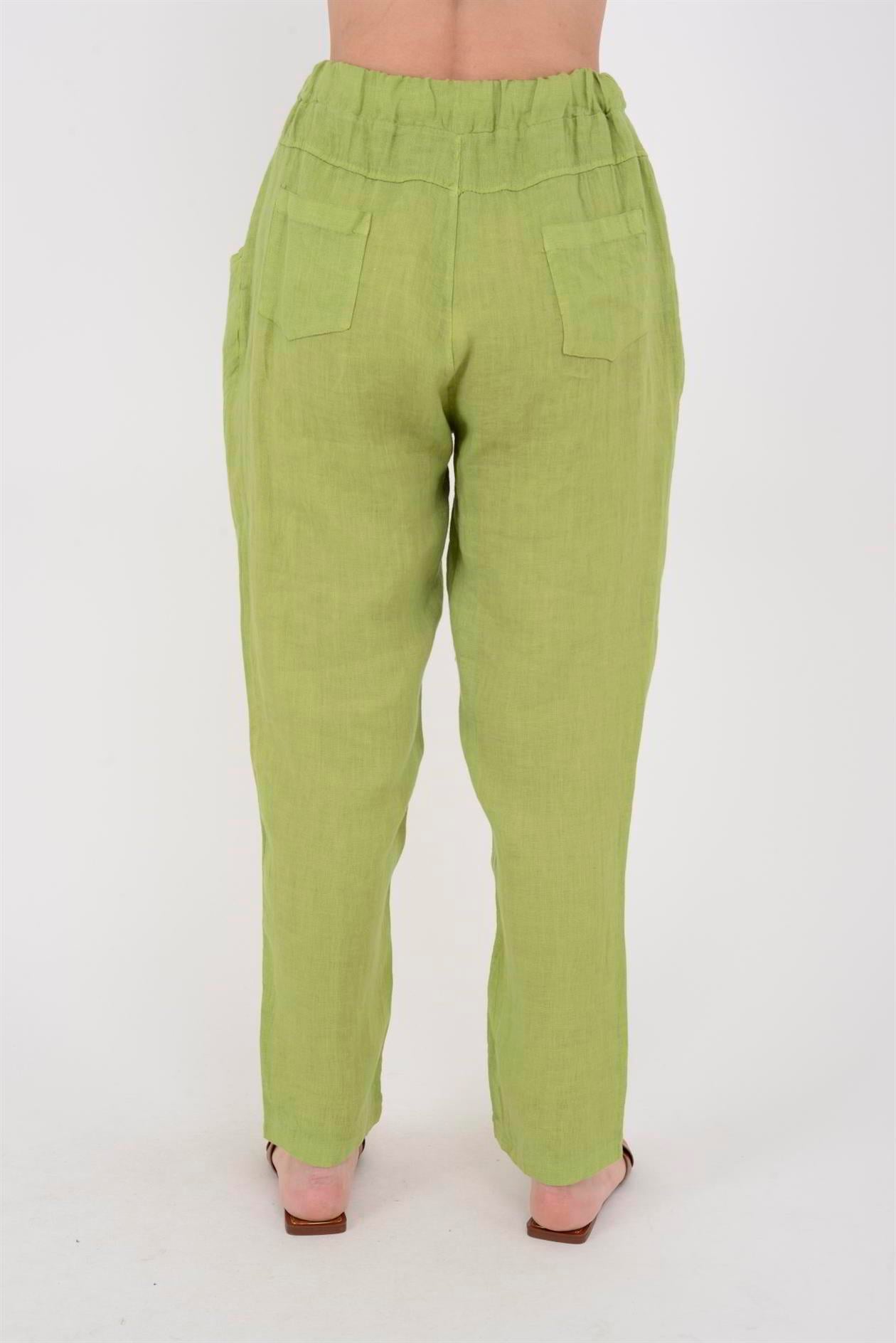 3928 DÜZ KETEN PANTOLON