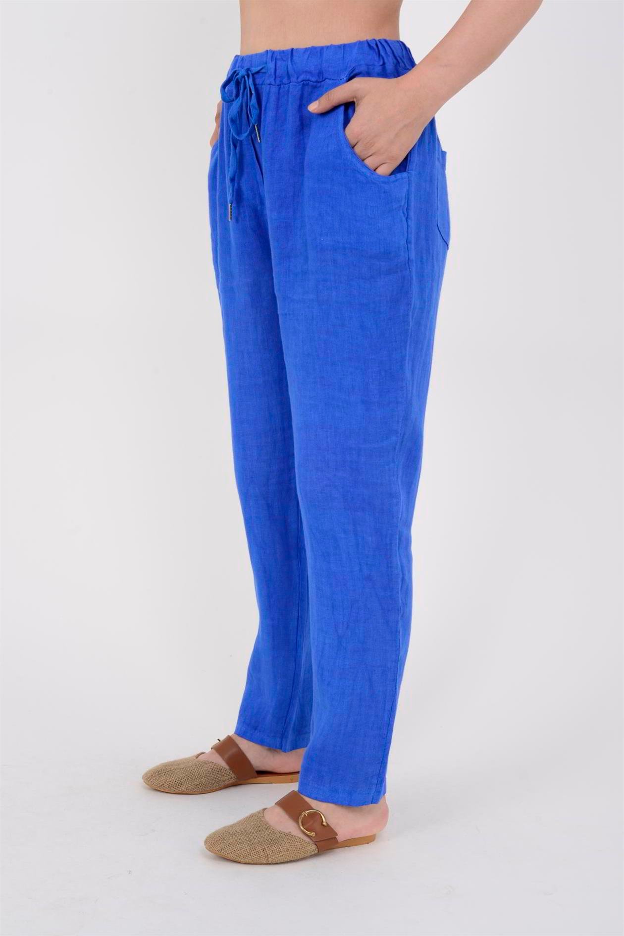 3928 DÜZ KETEN PANTOLON
