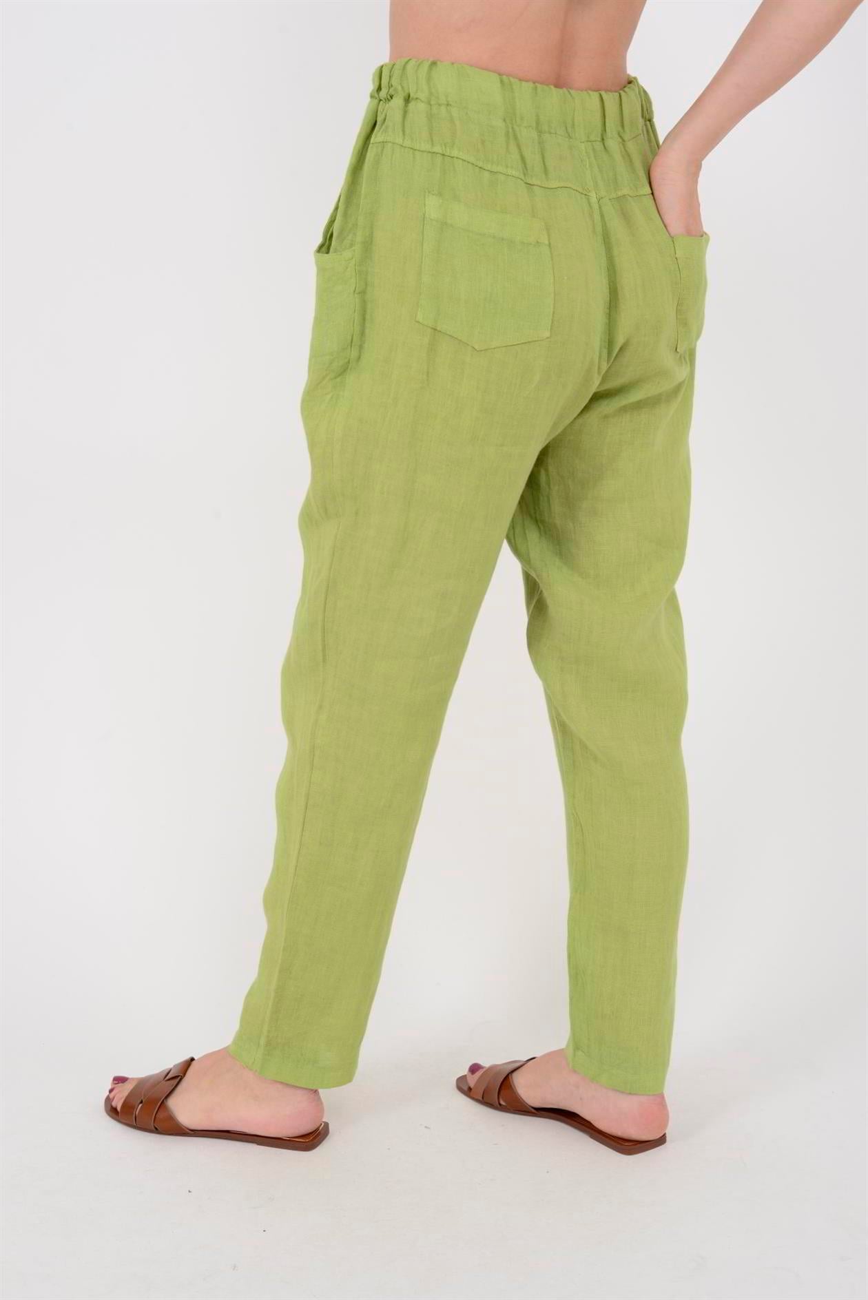 3928 DÜZ KETEN PANTOLON