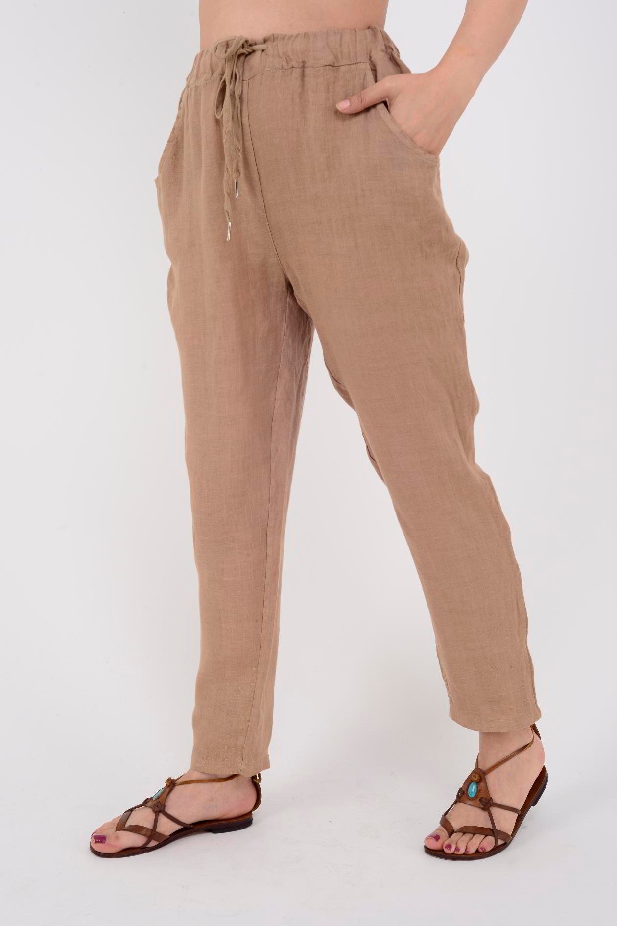 3928 DÜZ KETEN PANTOLON