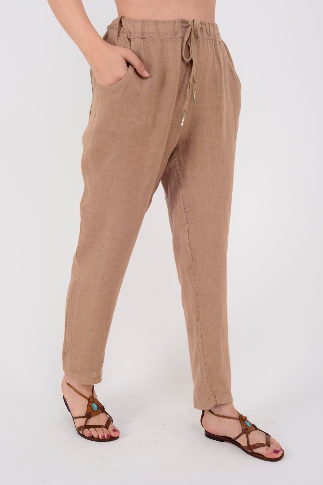 3928 DÜZ KETEN PANTOLON
