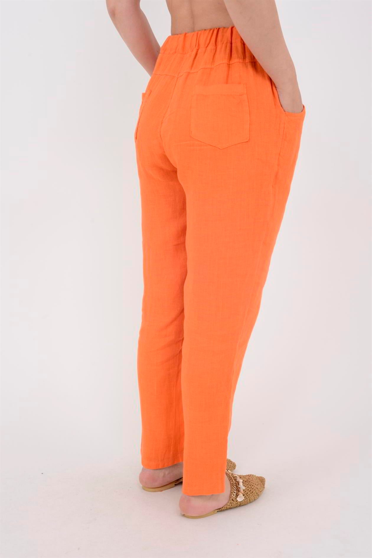 3928 DÜZ KETEN PANTOLON