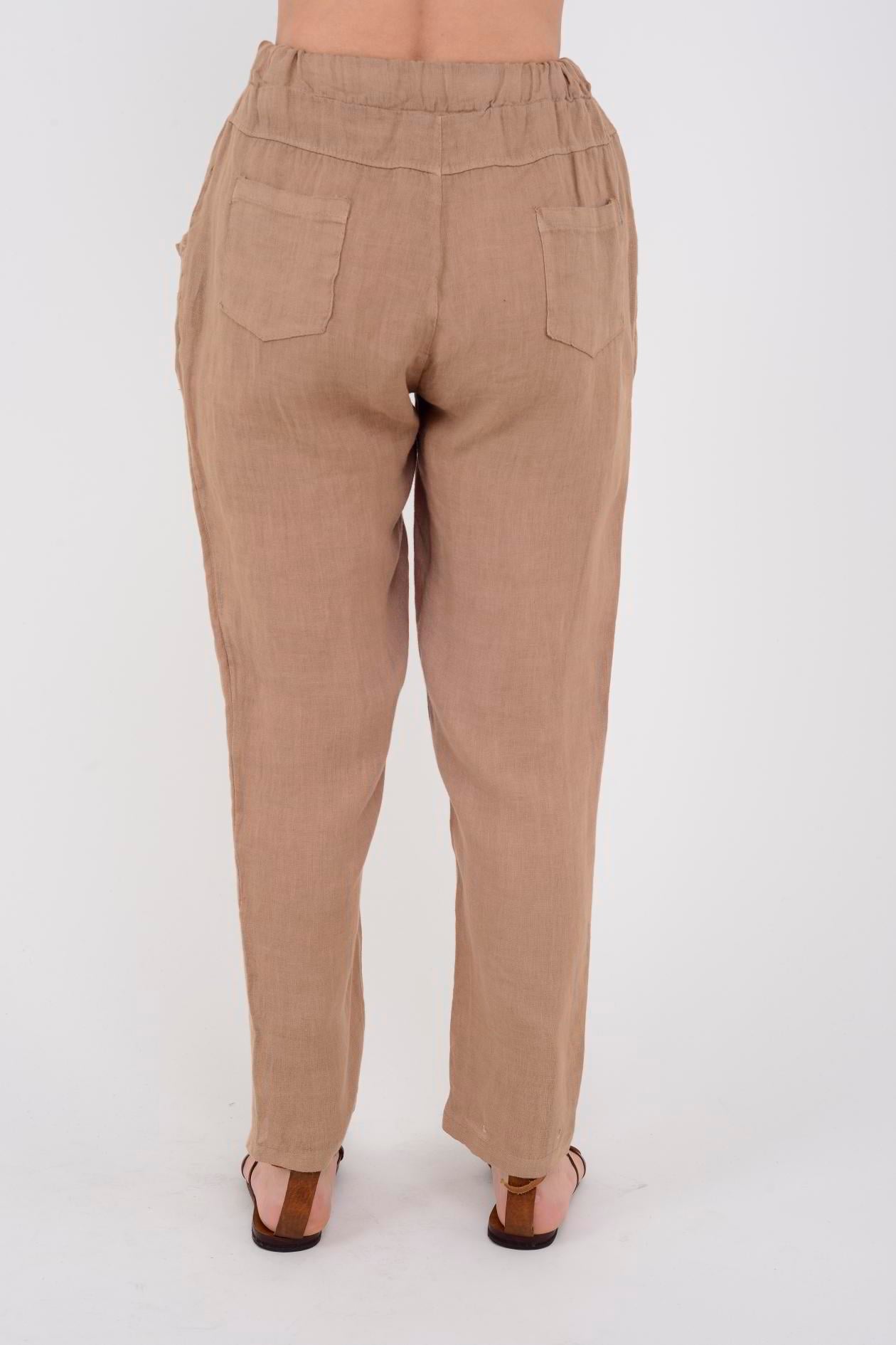 3928 DÜZ KETEN PANTOLON