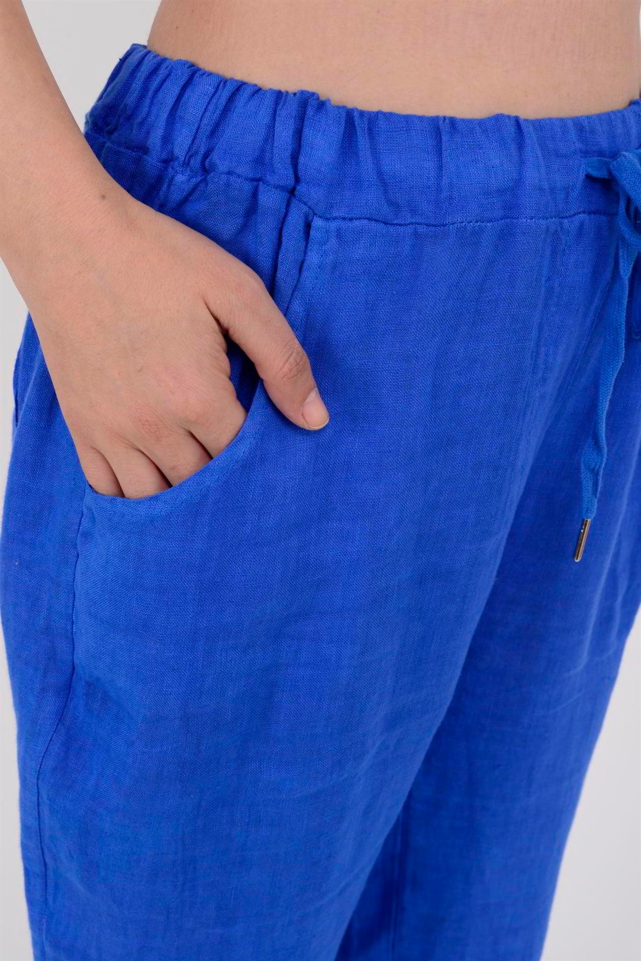 3928 DÜZ KETEN PANTOLON