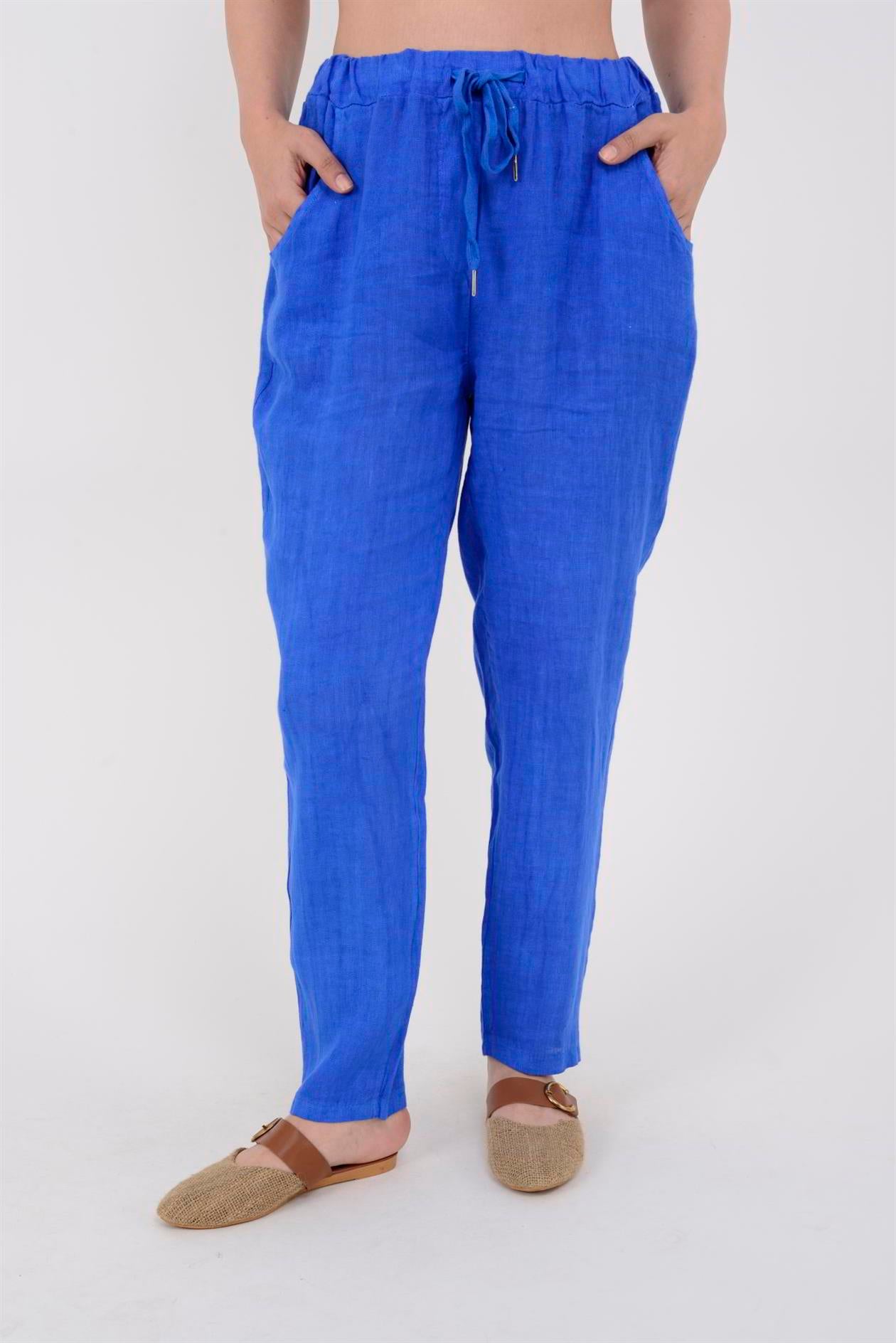 3928 DÜZ KETEN PANTOLON