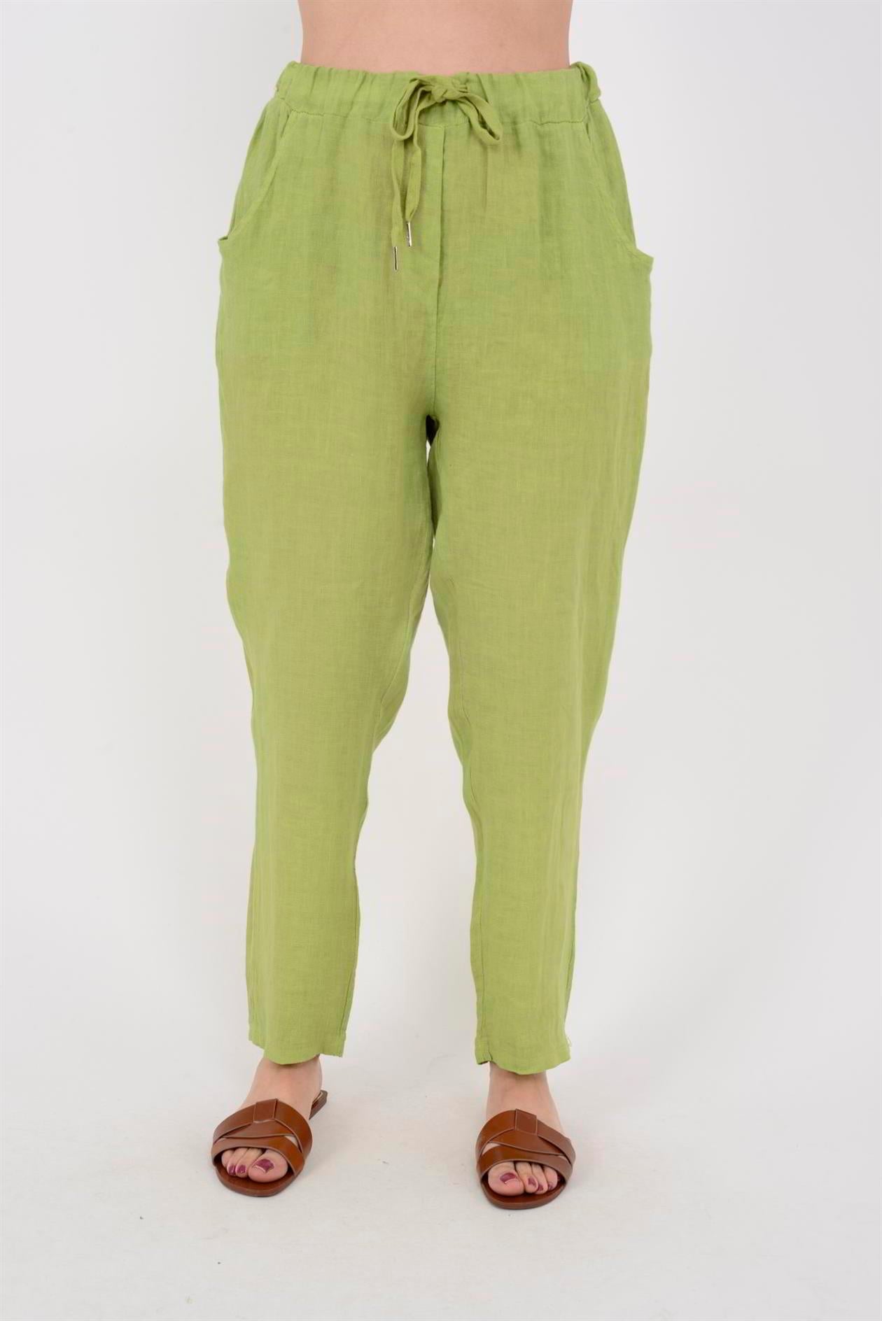 3928 DÜZ KETEN PANTOLON