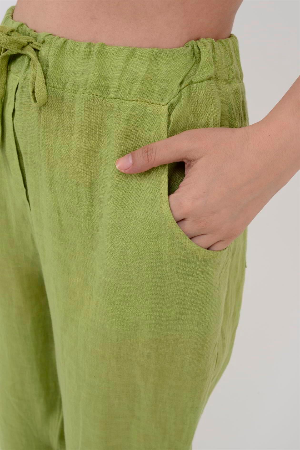 3928 DÜZ KETEN PANTOLON