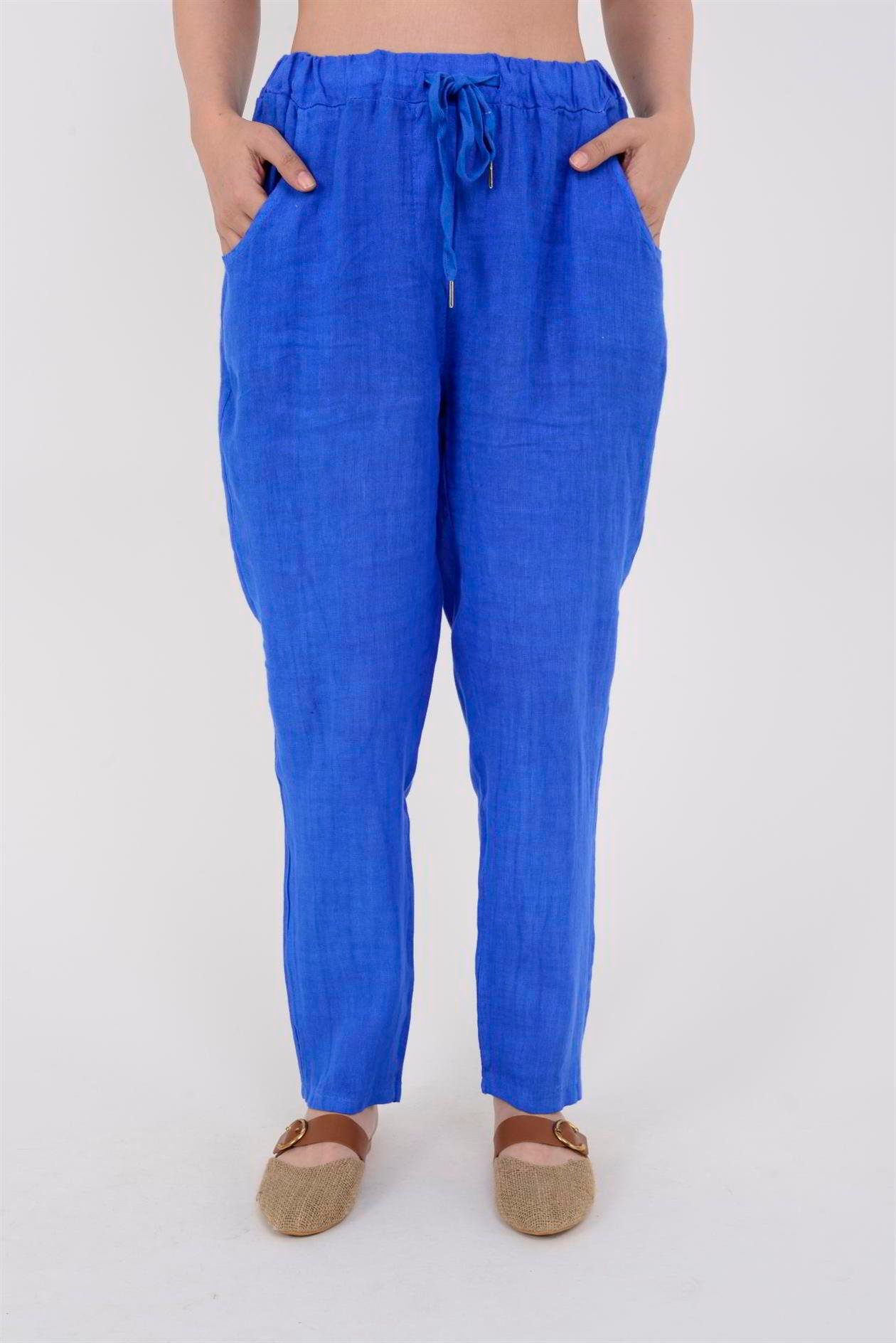 3928 DÜZ KETEN PANTOLON