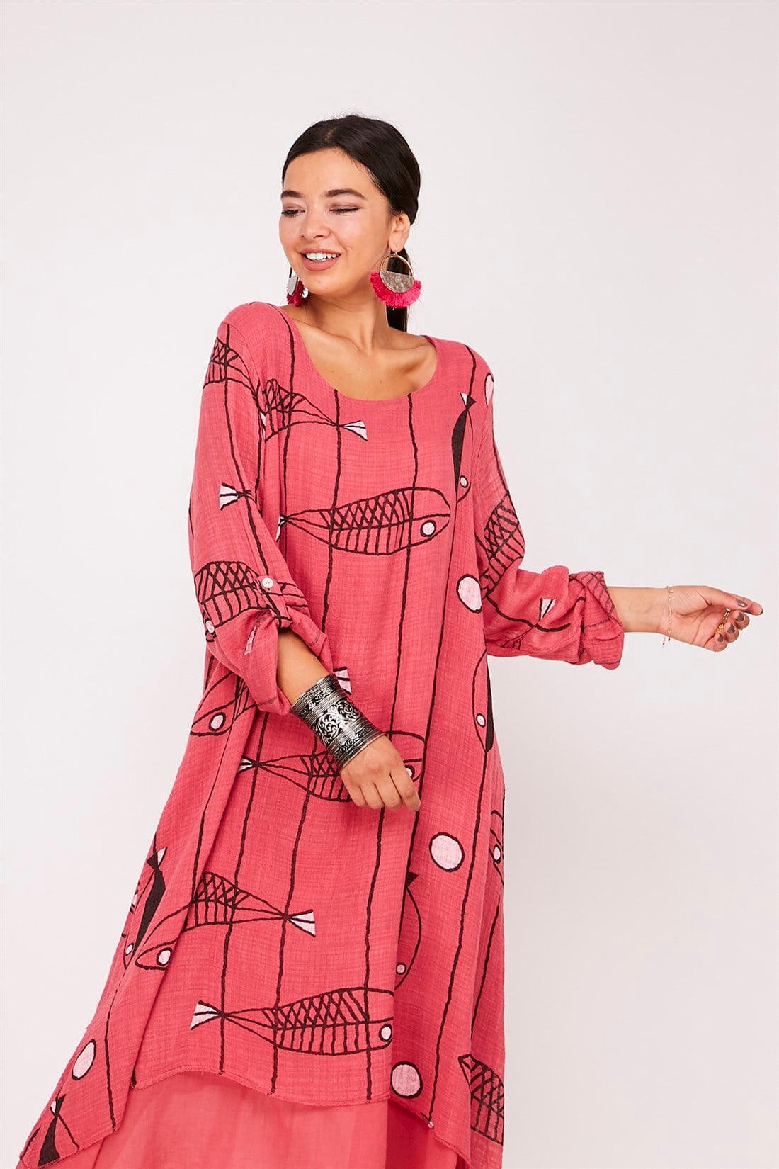 4115-6 RETRO DESEN 2Lİ ELBİSE
