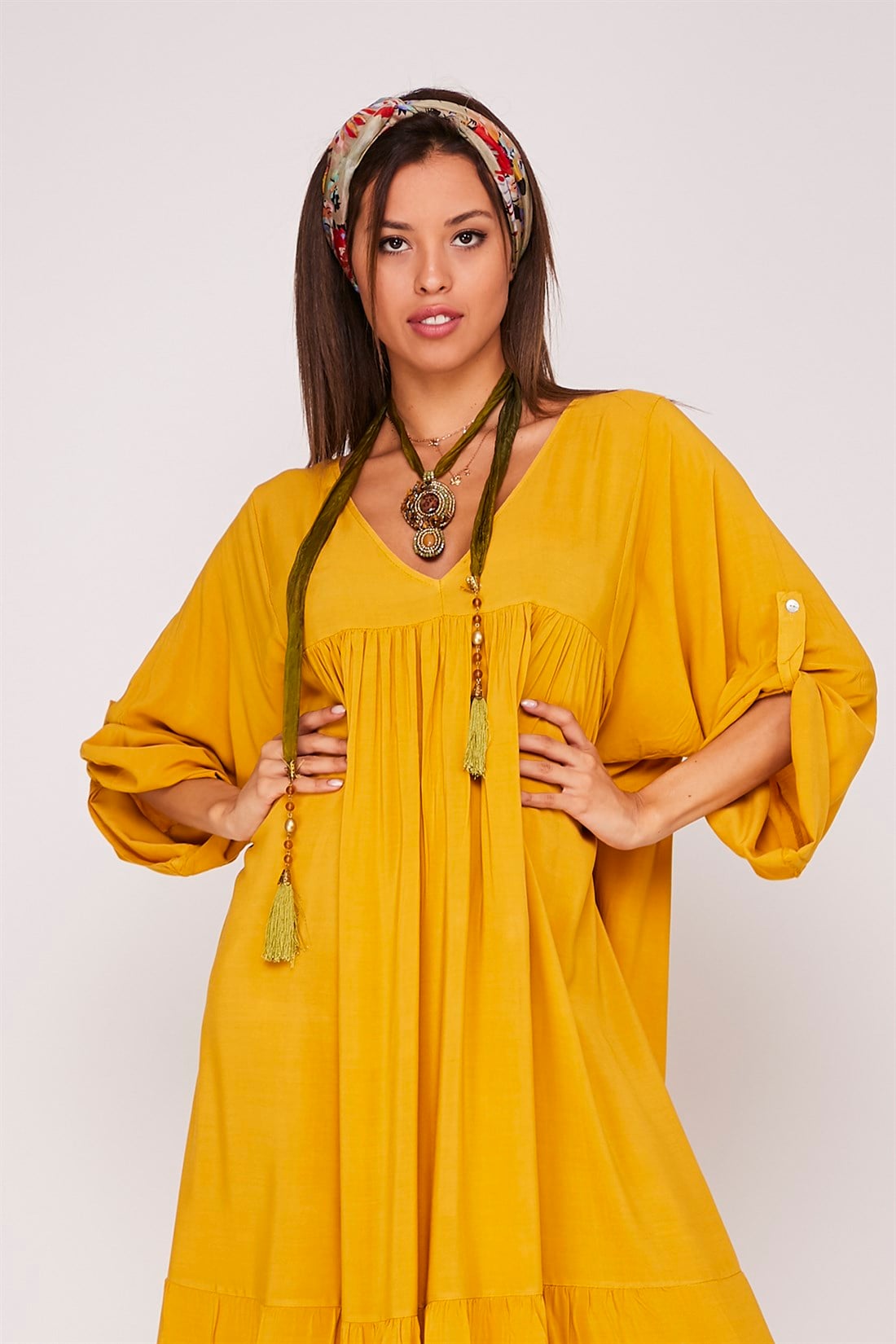 4972  V YAKA BOHO ELBİSE
