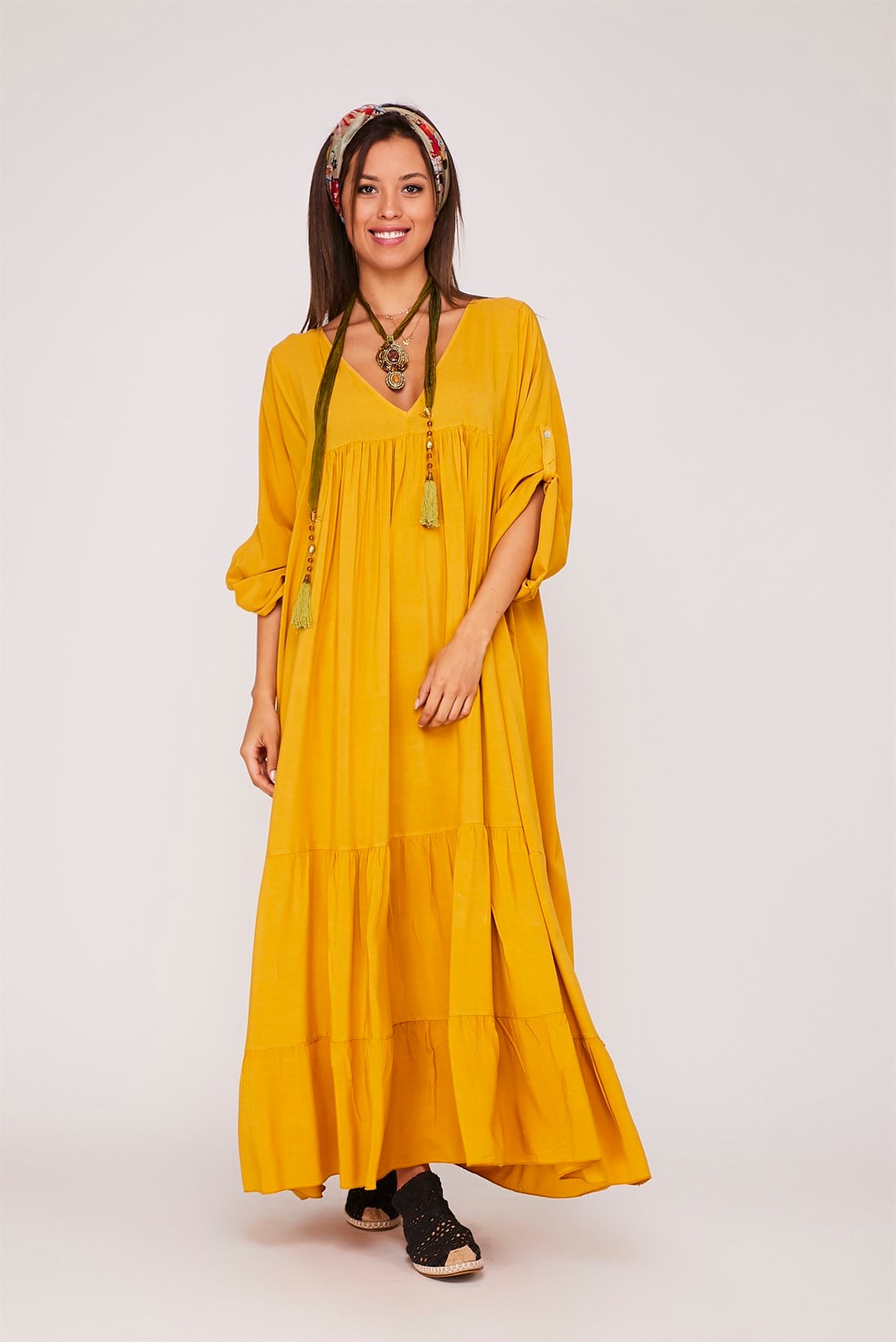 4972  V YAKA BOHO ELBİSE
