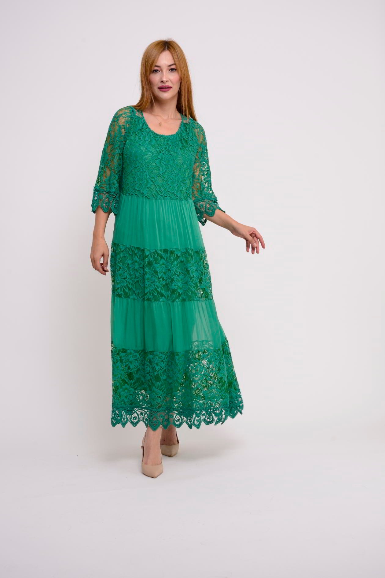 50852 DRAGONFLY DANTELLİ UZUN ELBİSE