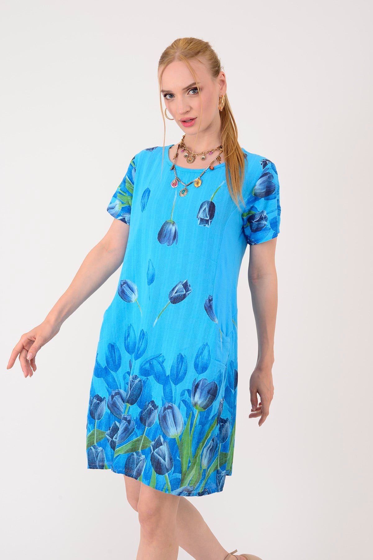 51017 LALE DESEN KISA ELBİSE