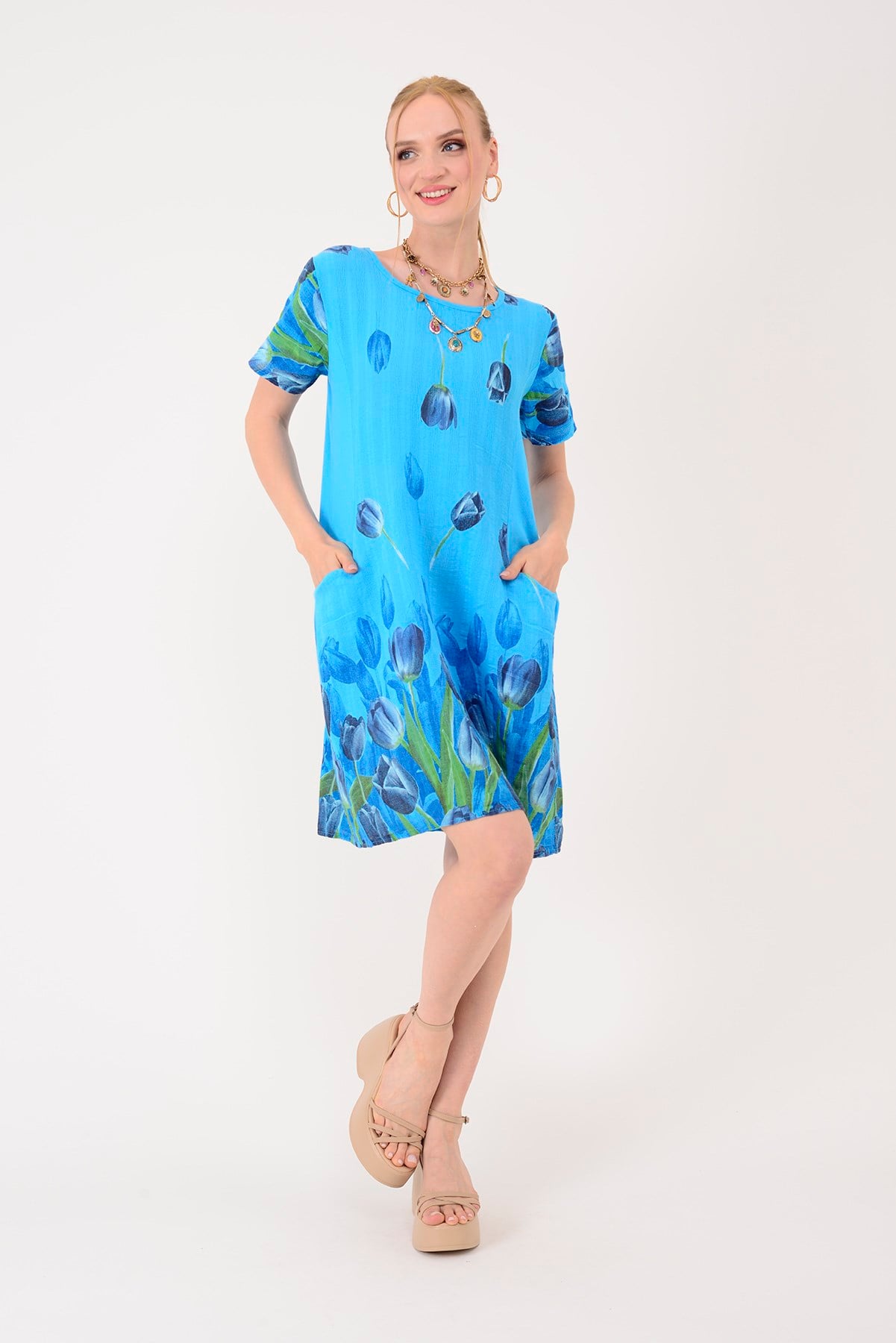 51017 LALE DESEN KISA ELBİSE
