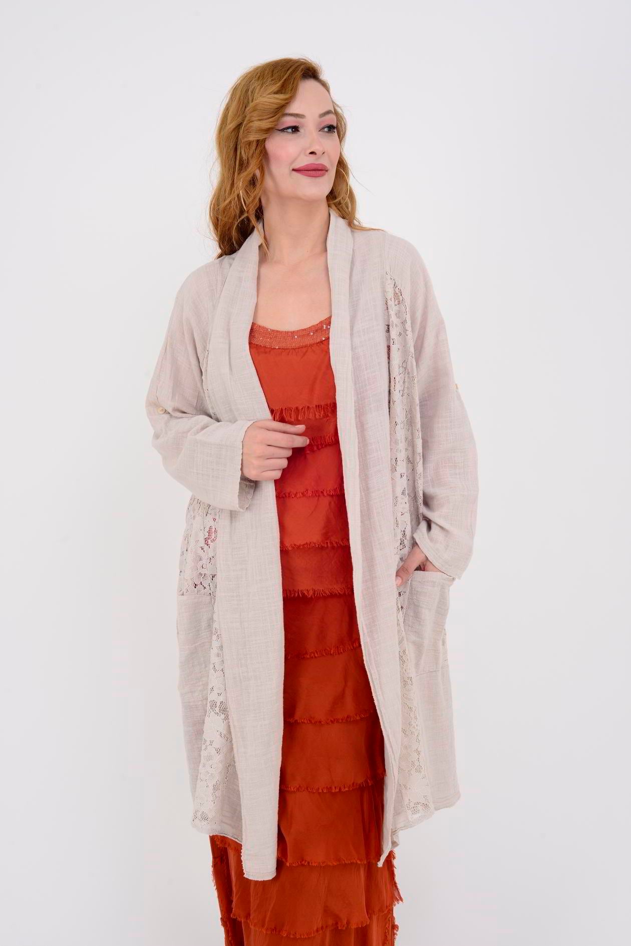 51126 DANTEL DETAYLI KETEN CEPLİ KAP
