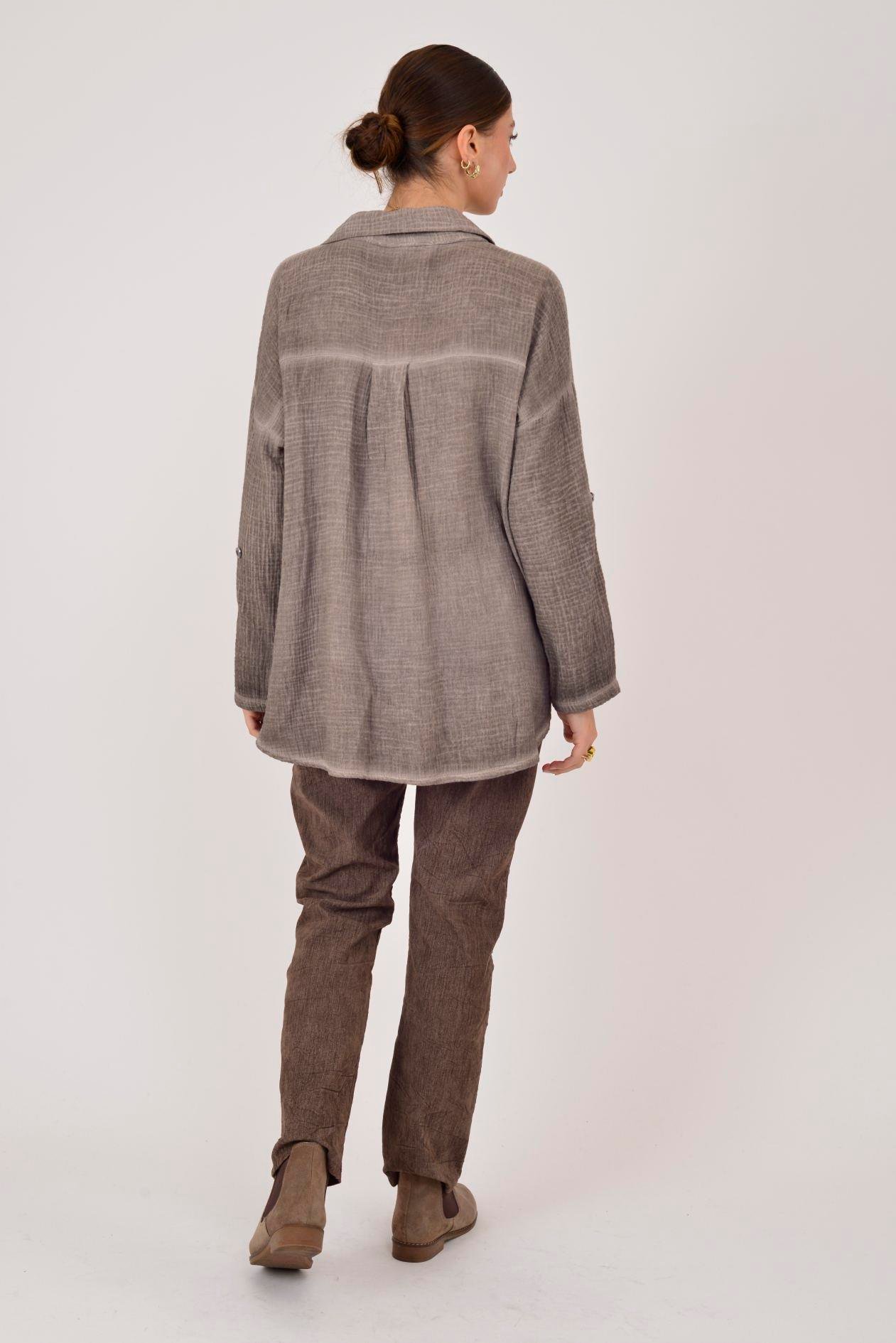 55791 YALDIZLI YAZI DESENLİ PAYETLİ MUSLİN GÖMLEK