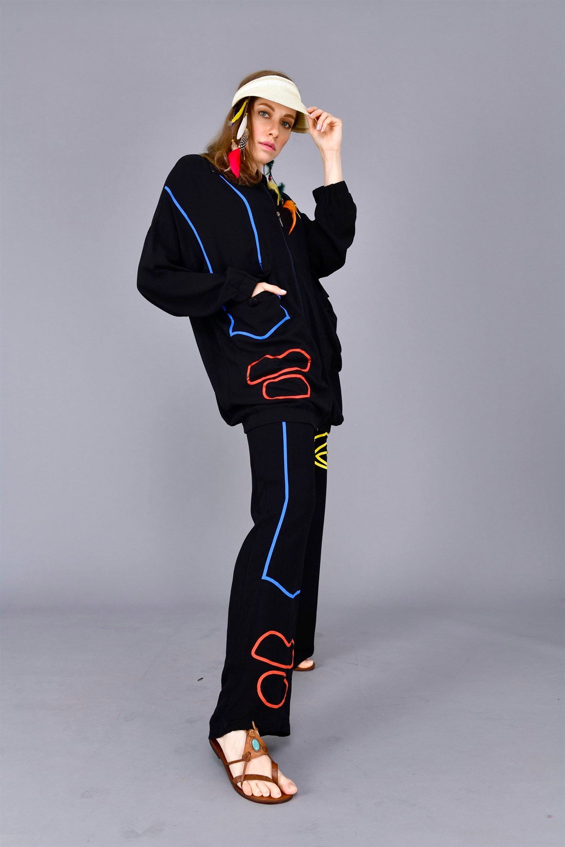 564 EYE DESENLİ BASKILI PANTOLON