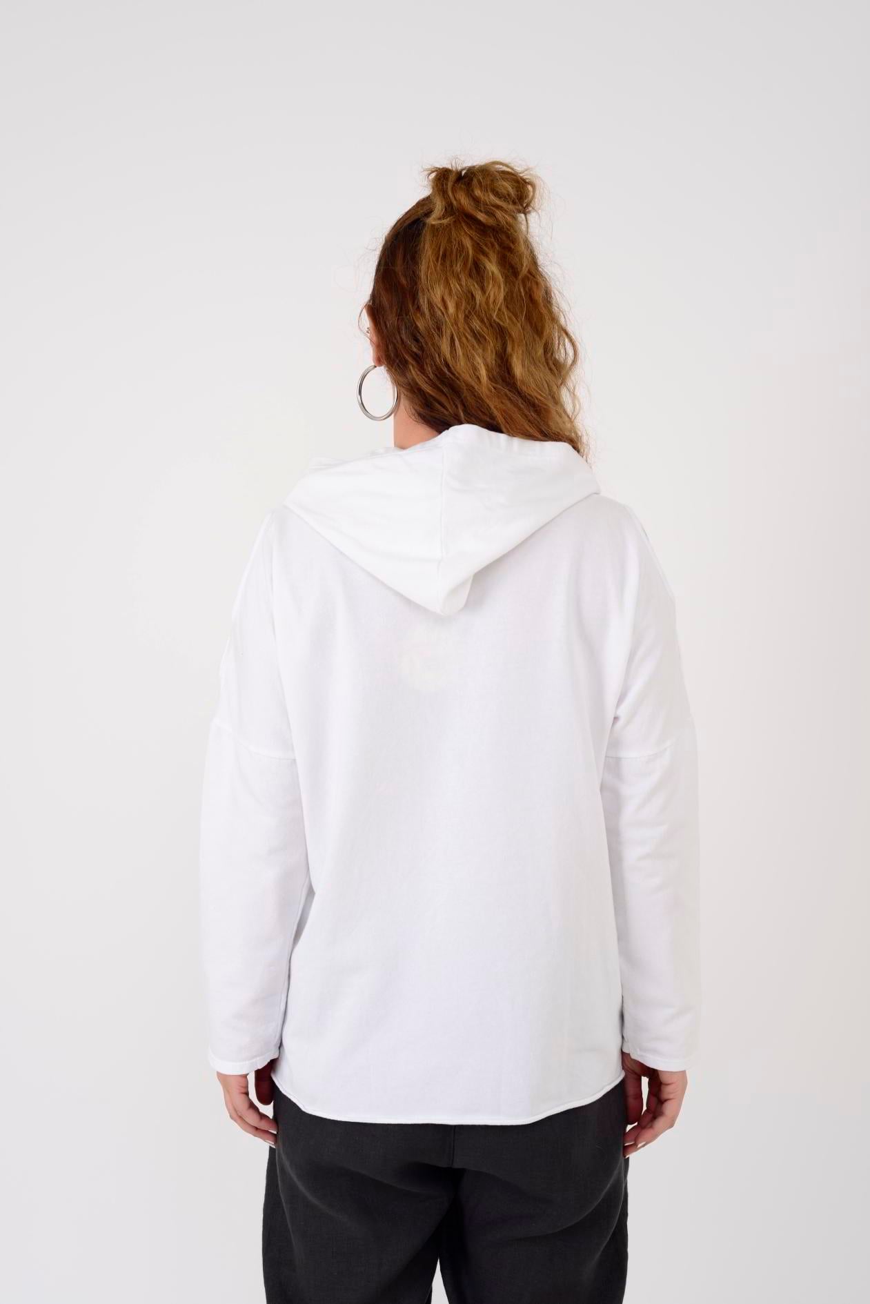 57502 OMUZ DEKOLTELİ KAPÜŞONLU SWEAT