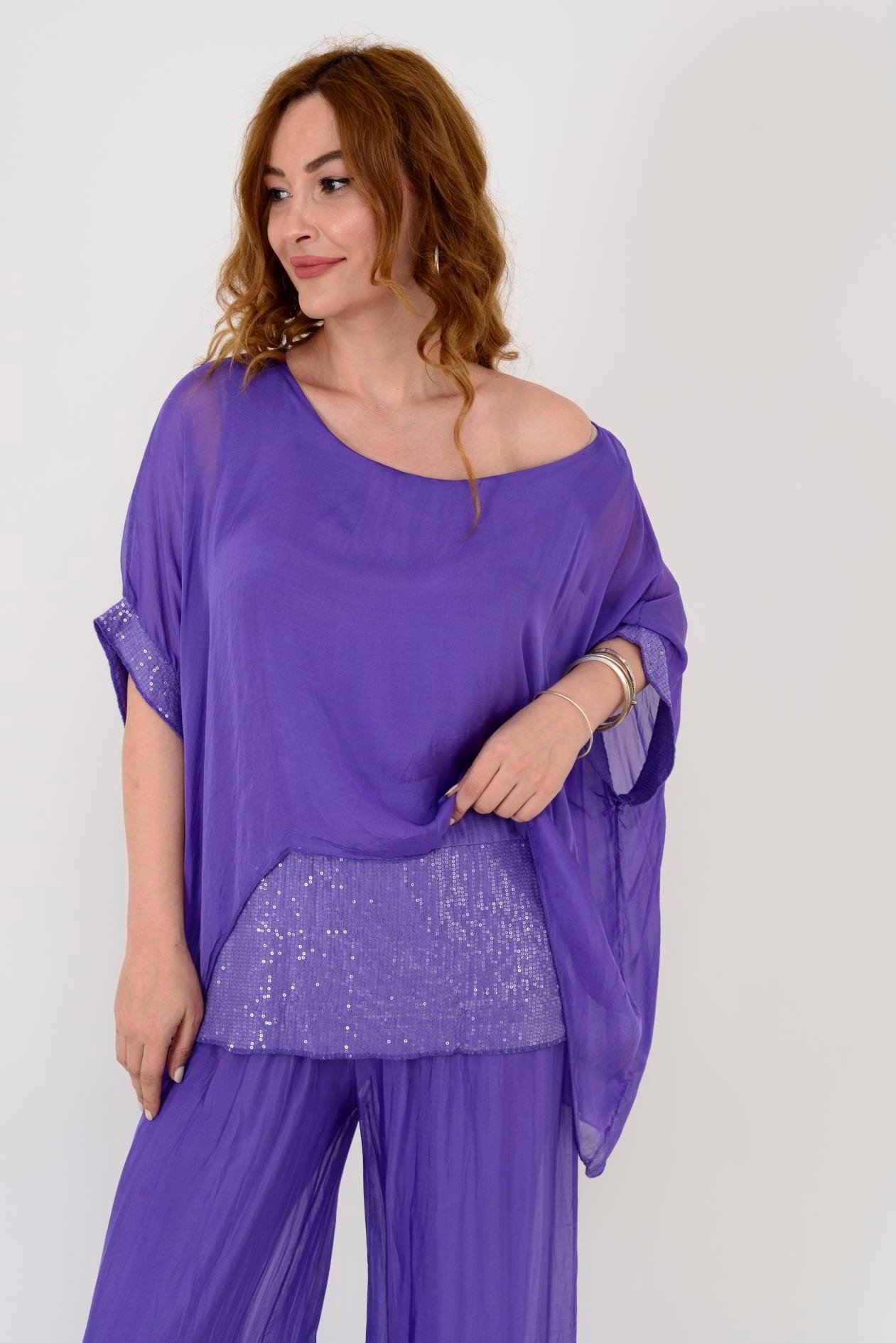 5835 PAYET DETAYLI İPEK BLUZ