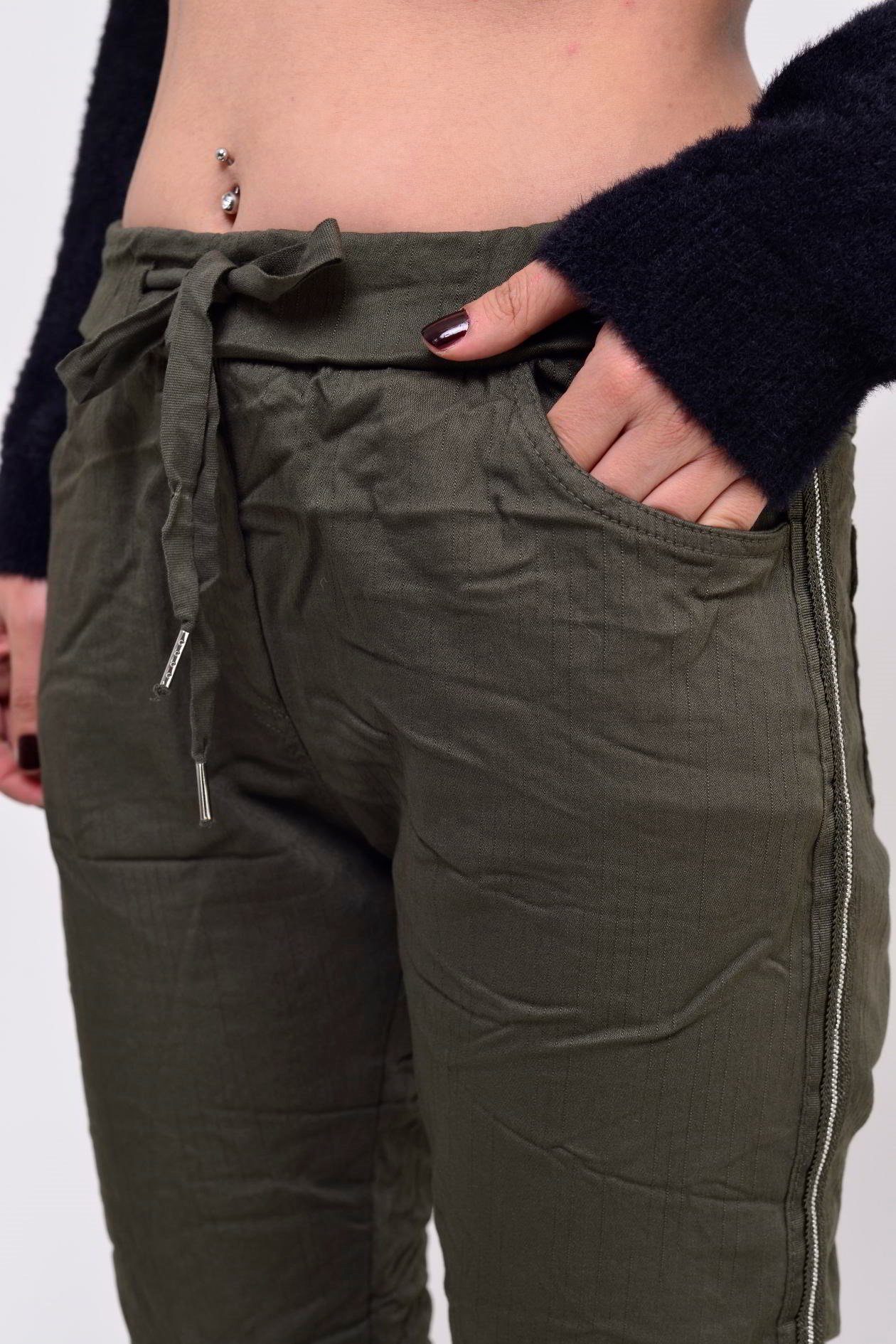60099 YANLARI İŞLEMELİ GABARDİN PANTOLON