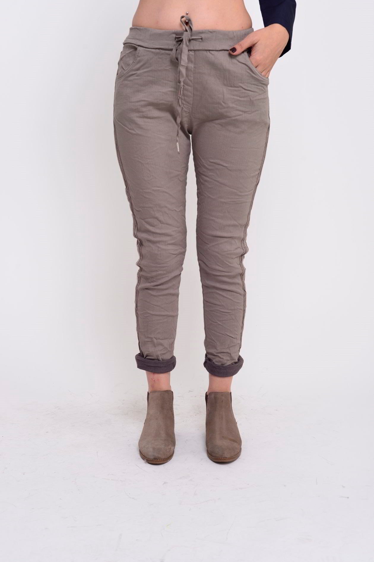 60099 YANLARI İŞLEMELİ GABARDİN PANTOLON