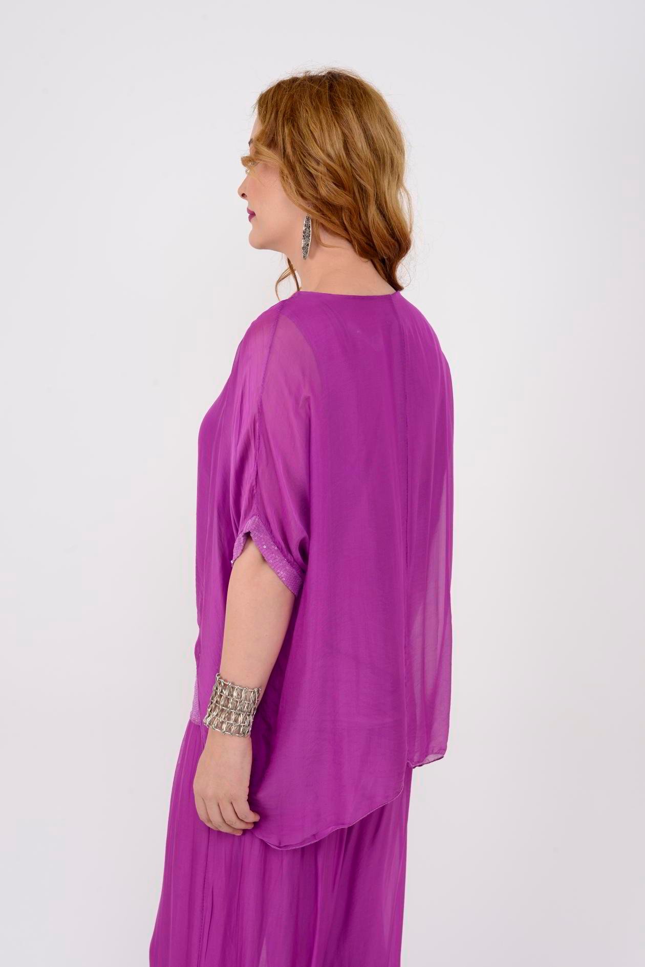 60641 PUL DETAYLI İPEK BLUZ