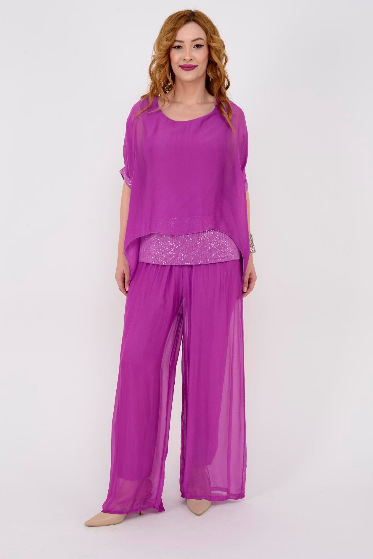 60641 PUL DETAYLI İPEK BLUZ