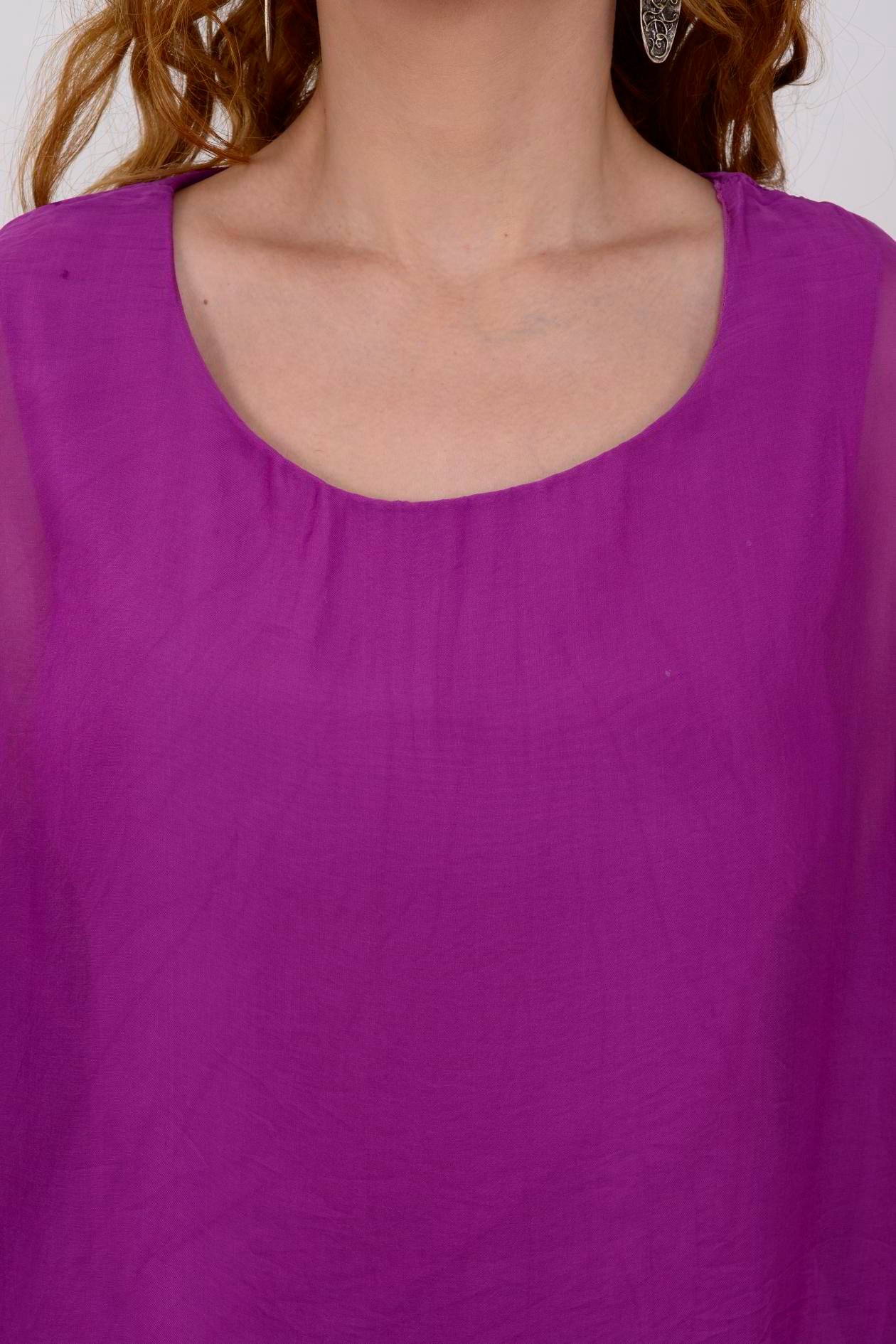 60641 PUL DETAYLI İPEK BLUZ