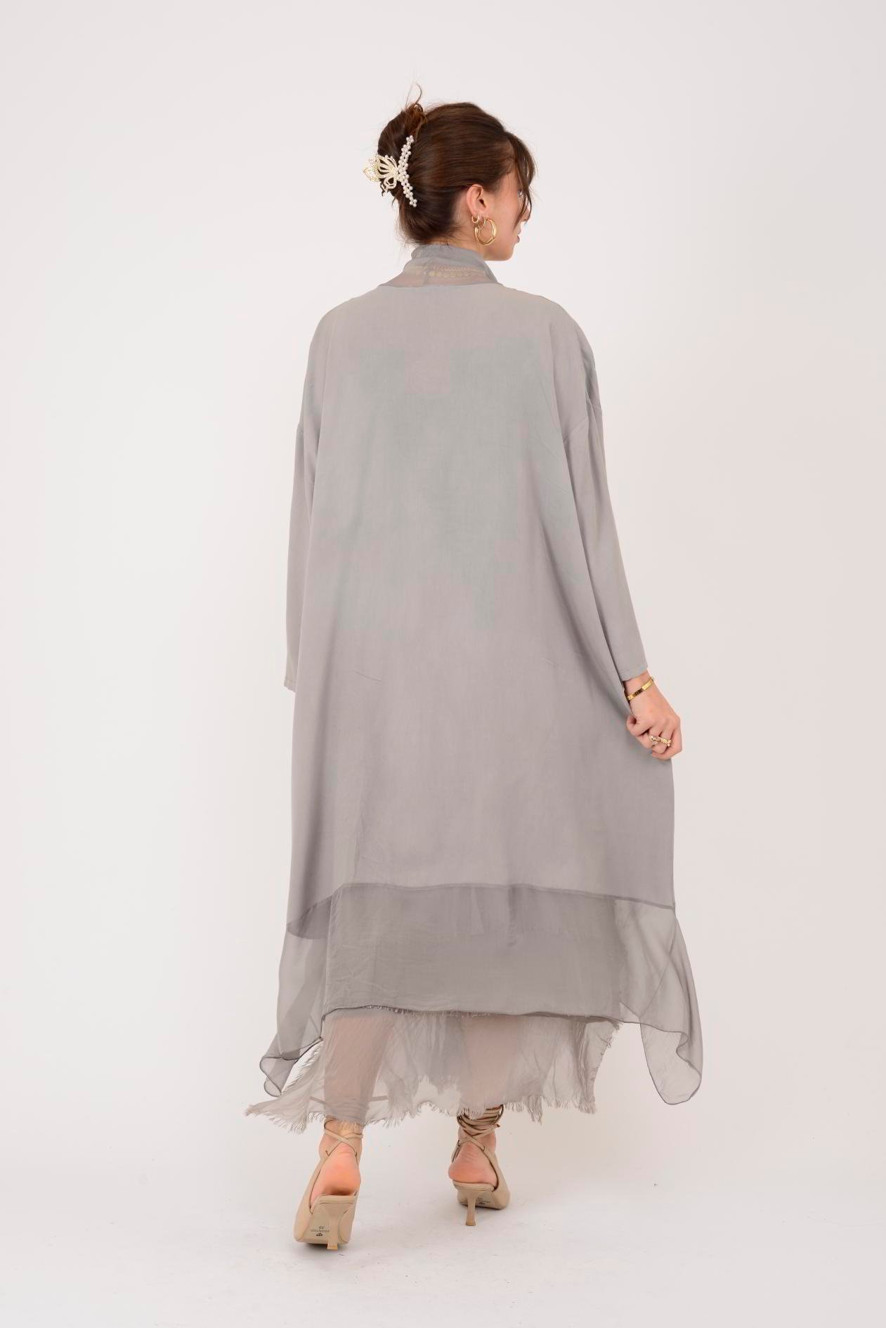 6075 İPEK DETAYLI ŞAL YAKA TUNİK BLUZ