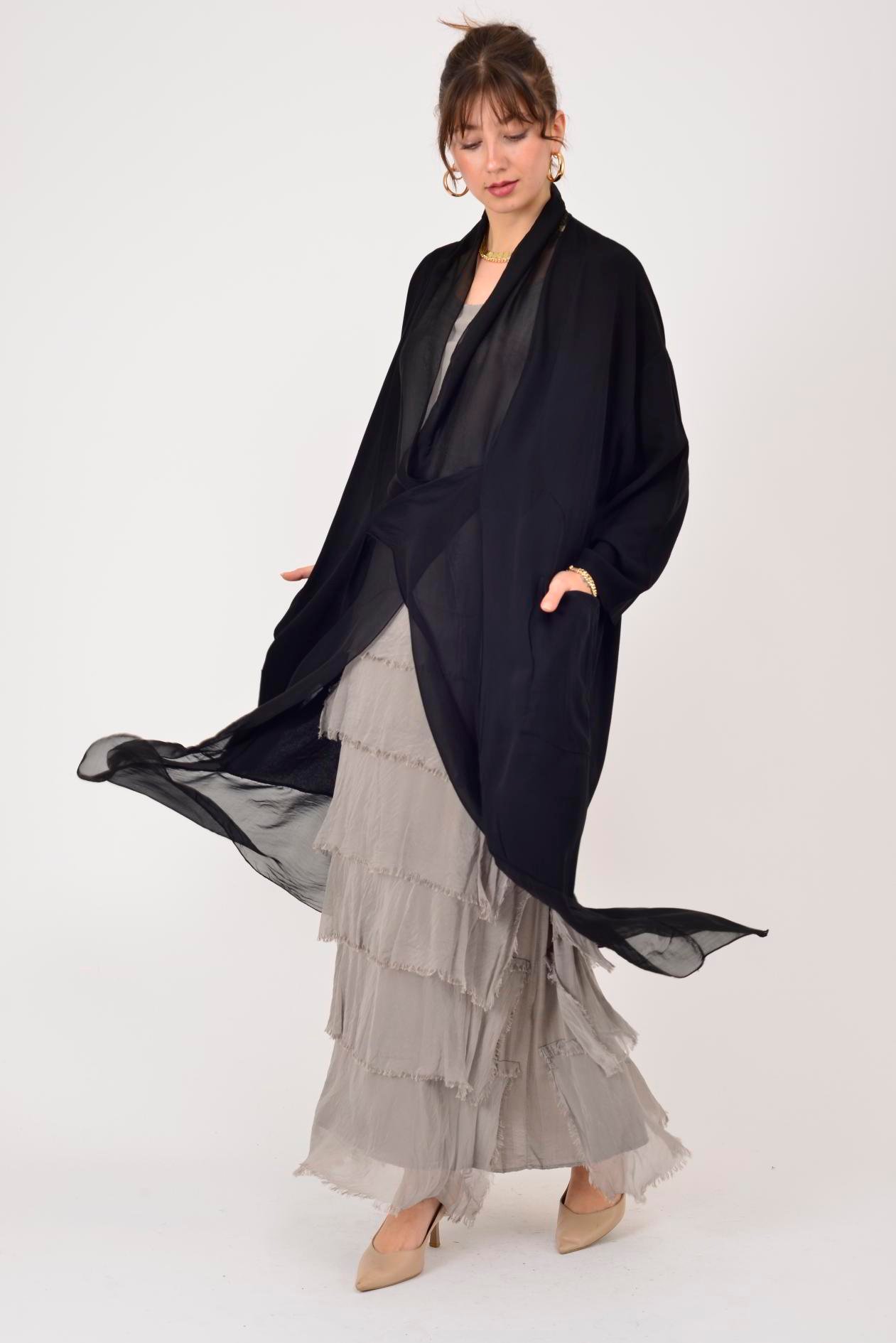 6075 İPEK DETAYLI ŞAL YAKA TUNİK BLUZ