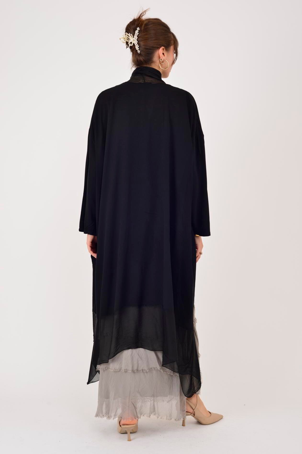 6075 İPEK DETAYLI ŞAL YAKA TUNİK BLUZ