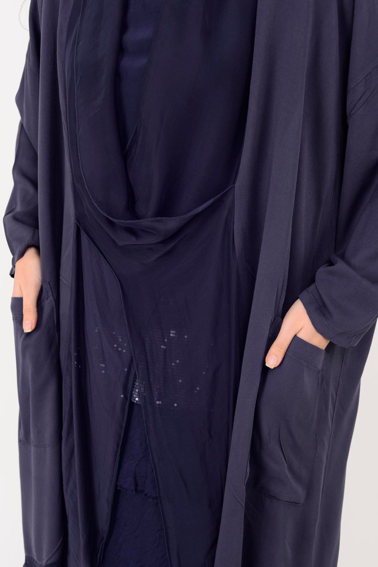 6075 İPEK DETAYLI ŞAL YAKA TUNİK BLUZ