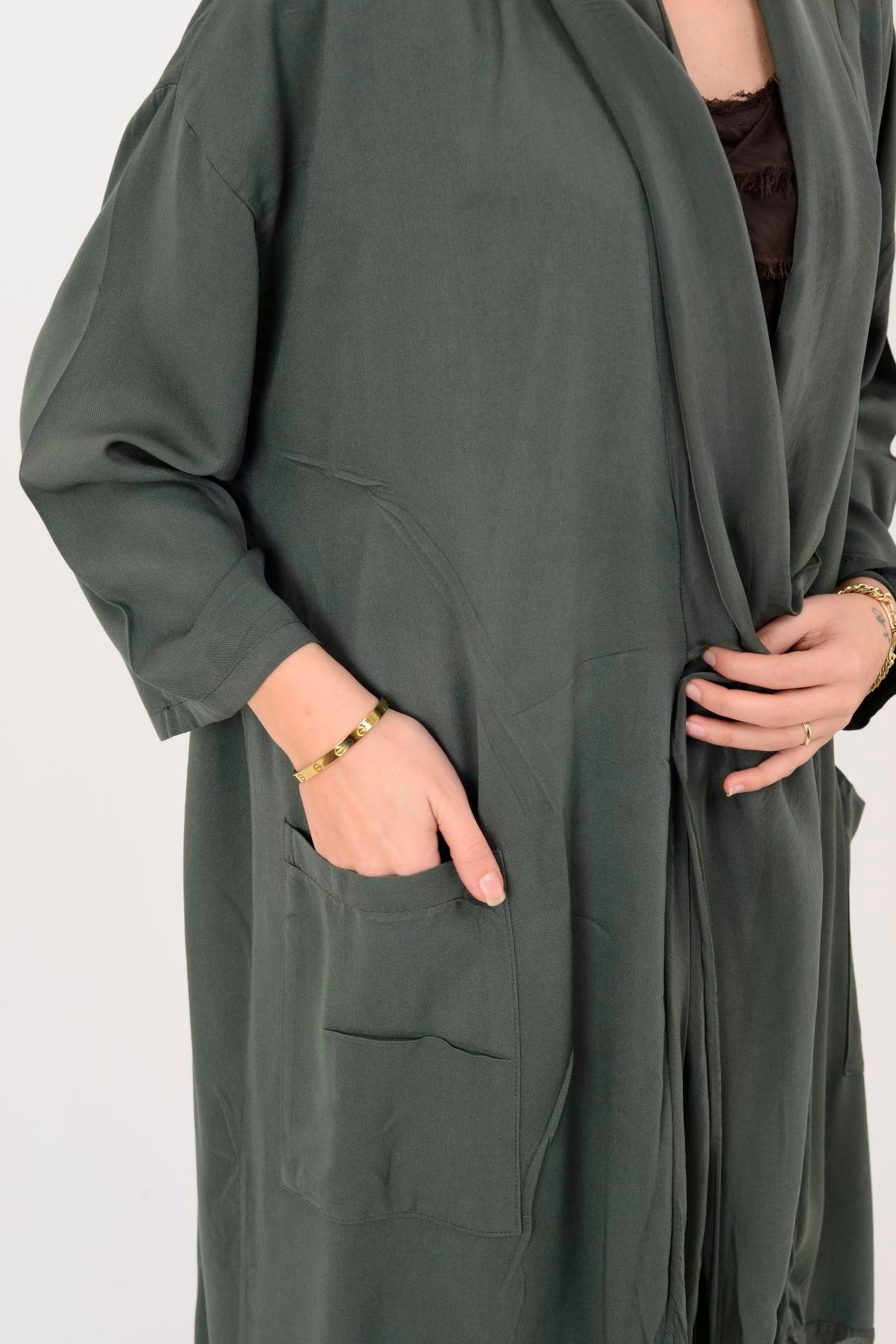 6075 İPEK DETAYLI ŞAL YAKA TUNİK BLUZ