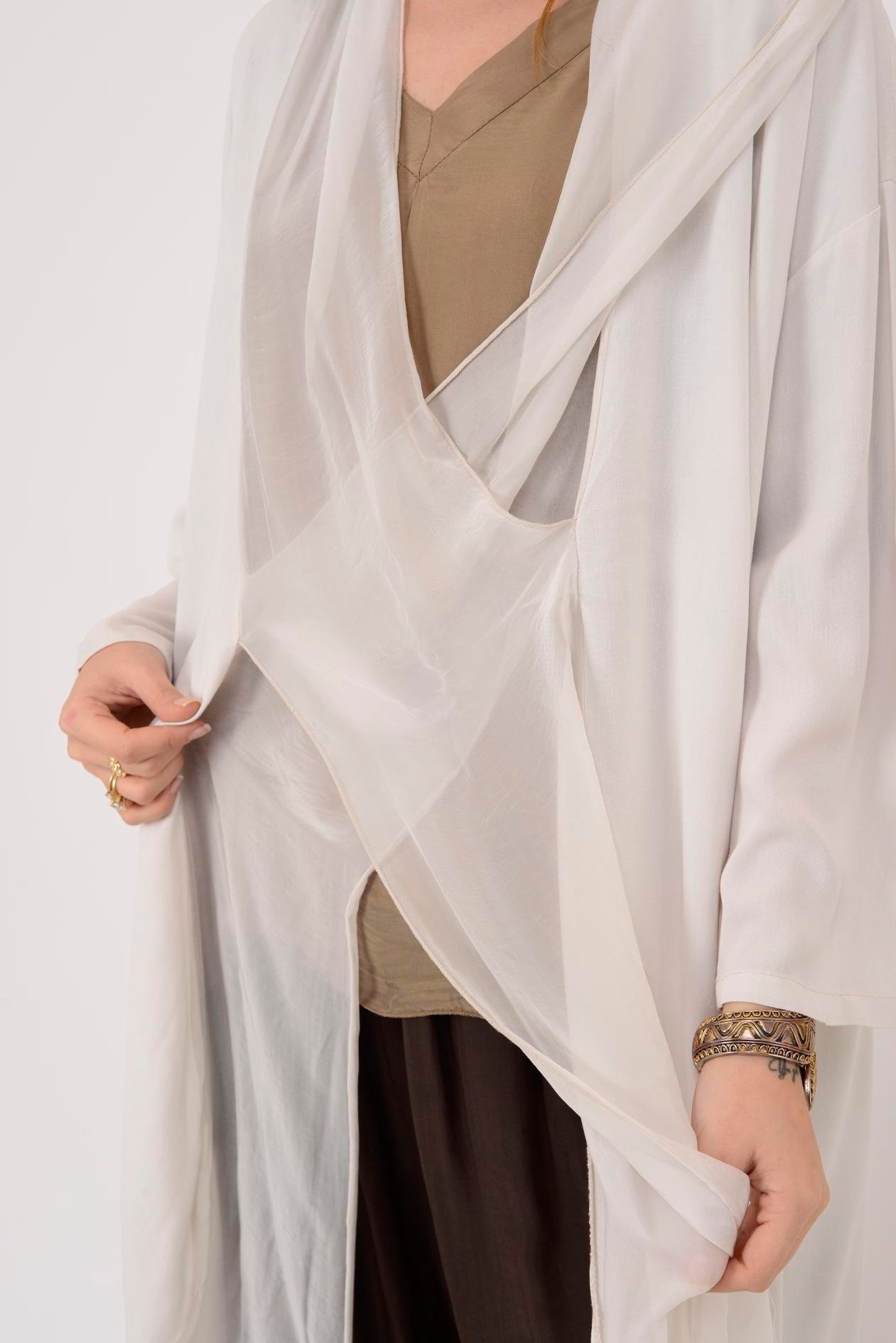 6075 İPEK DETAYLI ŞAL YAKA TUNİK BLUZ