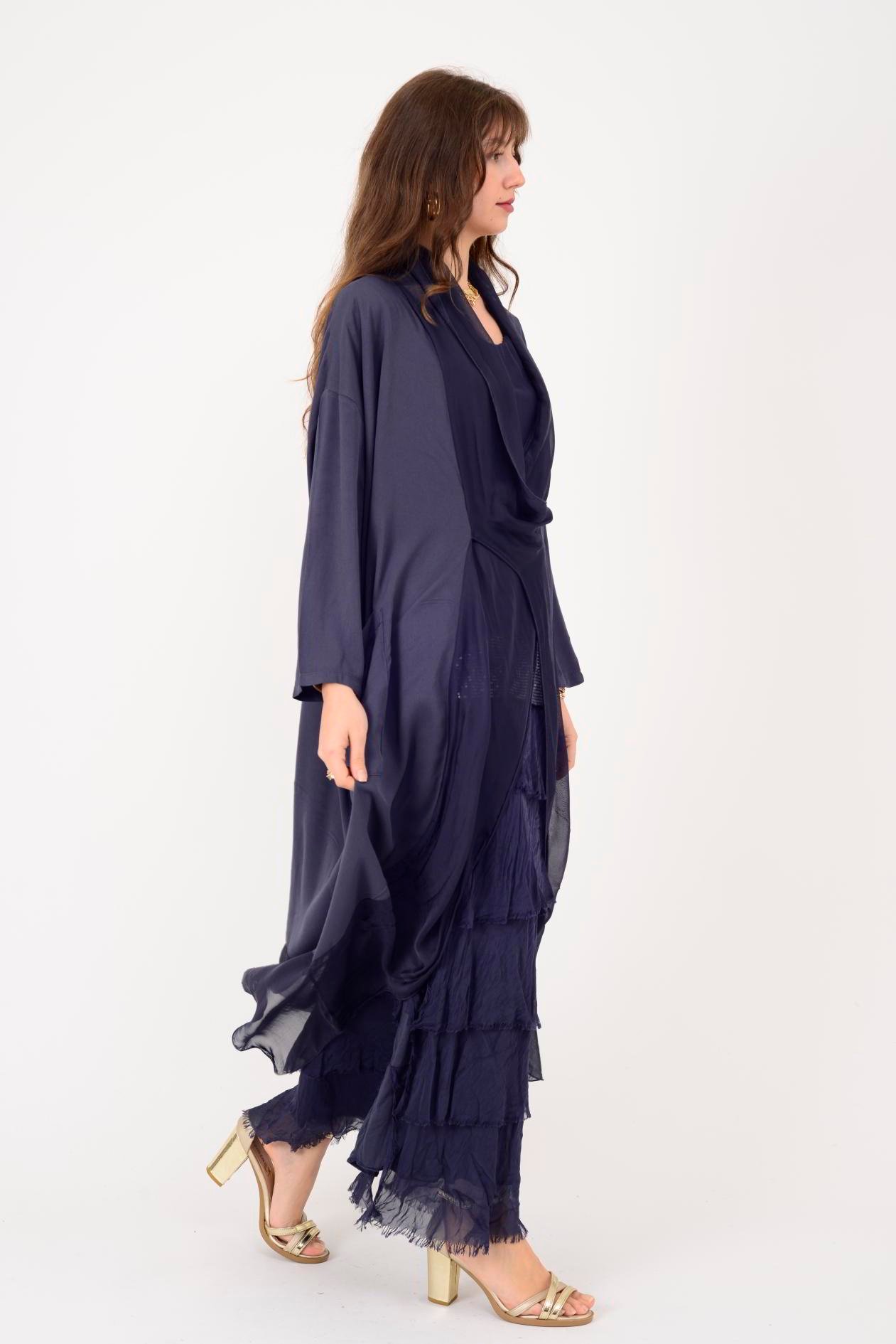 6075 İPEK DETAYLI ŞAL YAKA TUNİK BLUZ