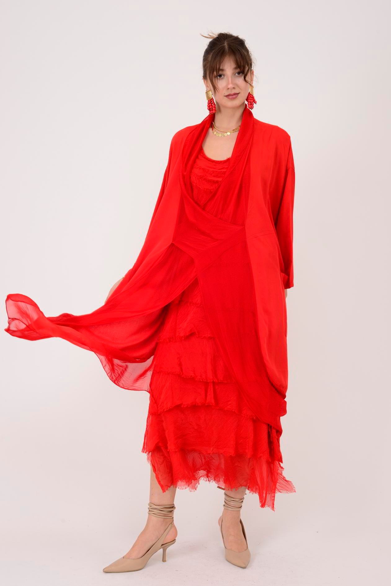 6075 İPEK DETAYLI ŞAL YAKA TUNİK BLUZ