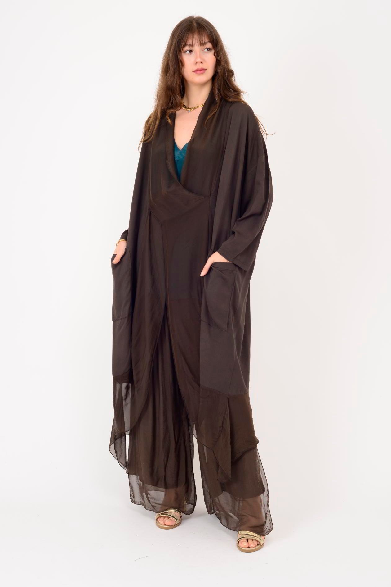 6075 İPEK DETAYLI ŞAL YAKA TUNİK BLUZ