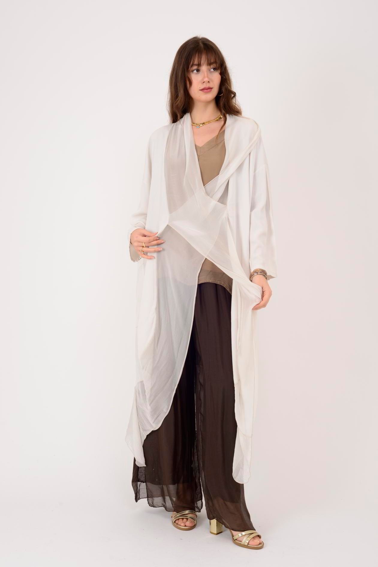 6075 İPEK DETAYLI ŞAL YAKA TUNİK BLUZ