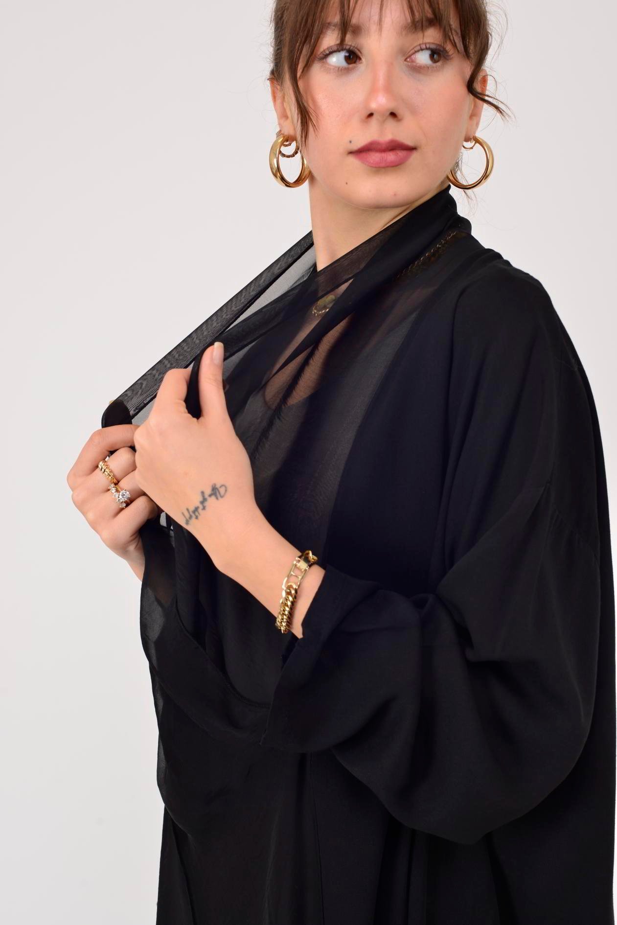 6075 İPEK DETAYLI ŞAL YAKA TUNİK BLUZ