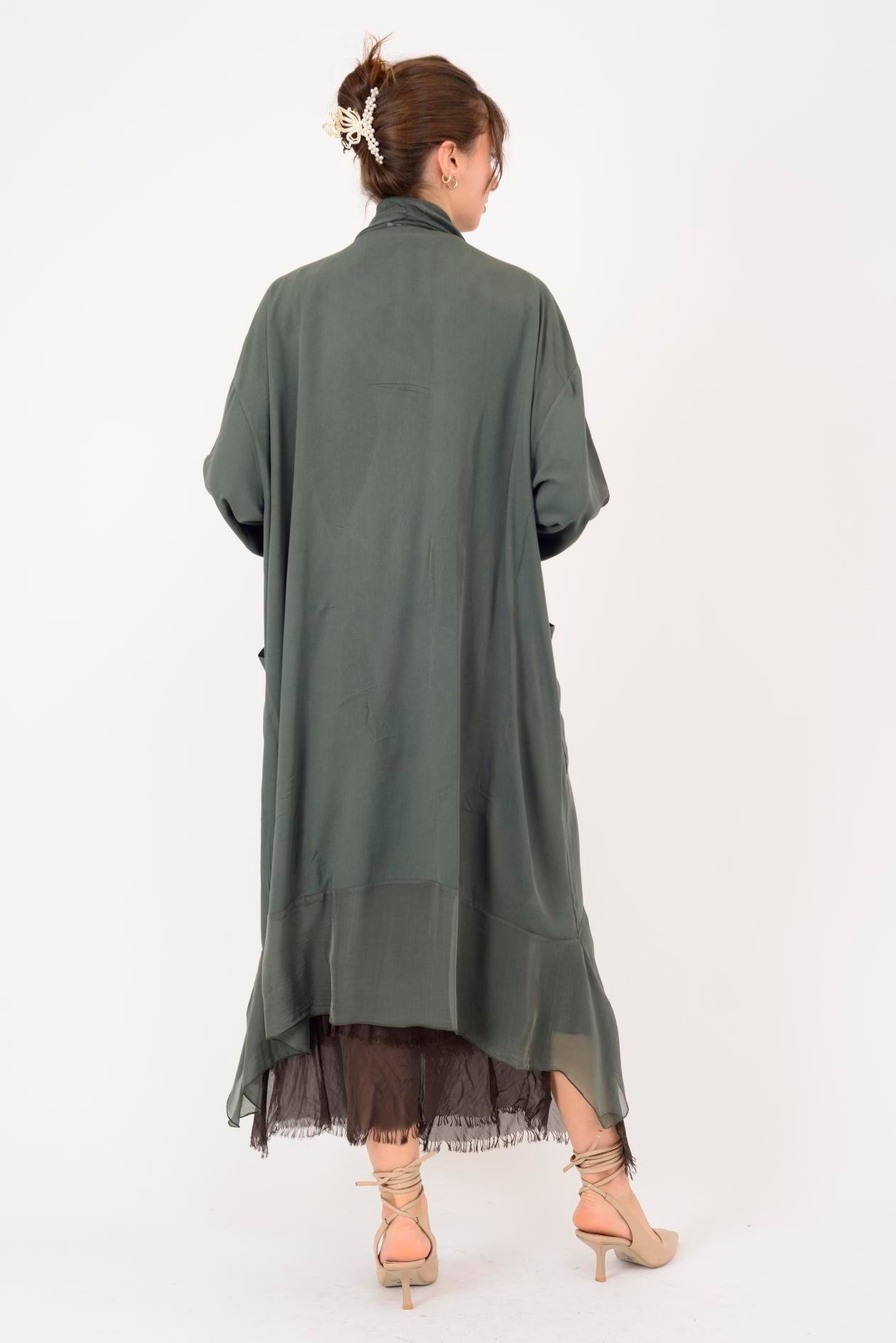 6075 İPEK DETAYLI ŞAL YAKA TUNİK BLUZ