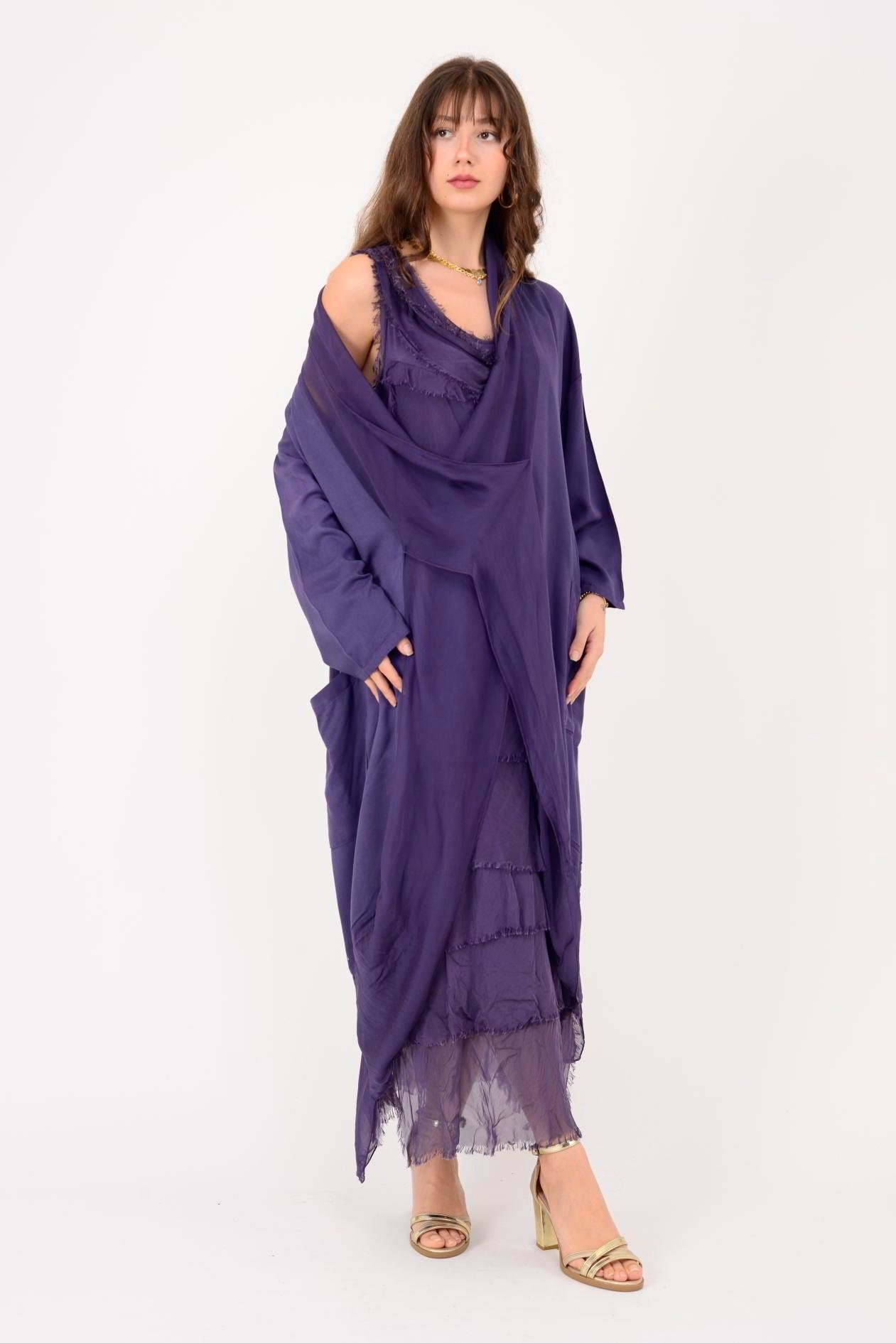 6075 İPEK DETAYLI ŞAL YAKA TUNİK BLUZ