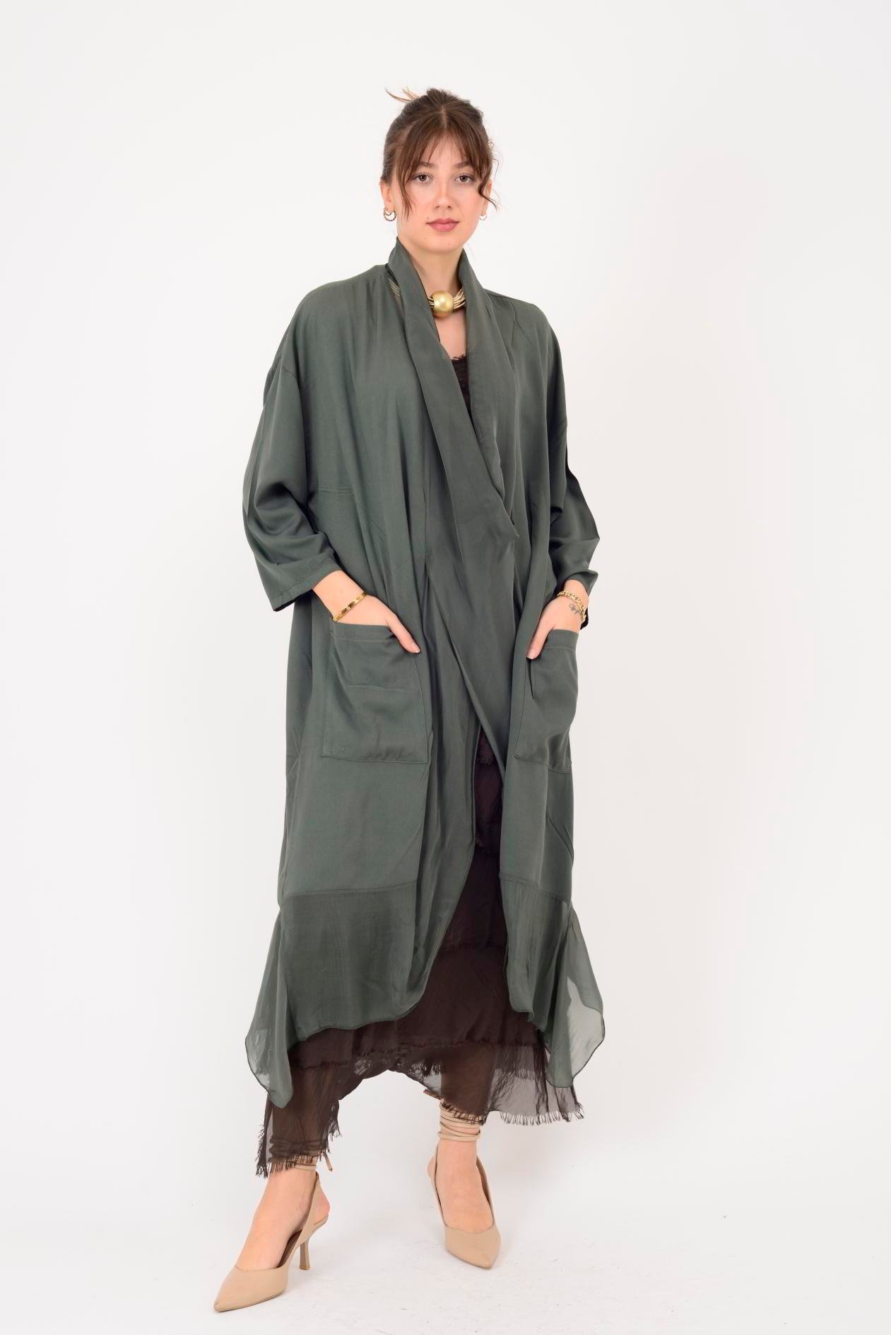 6075 İPEK DETAYLI ŞAL YAKA TUNİK BLUZ