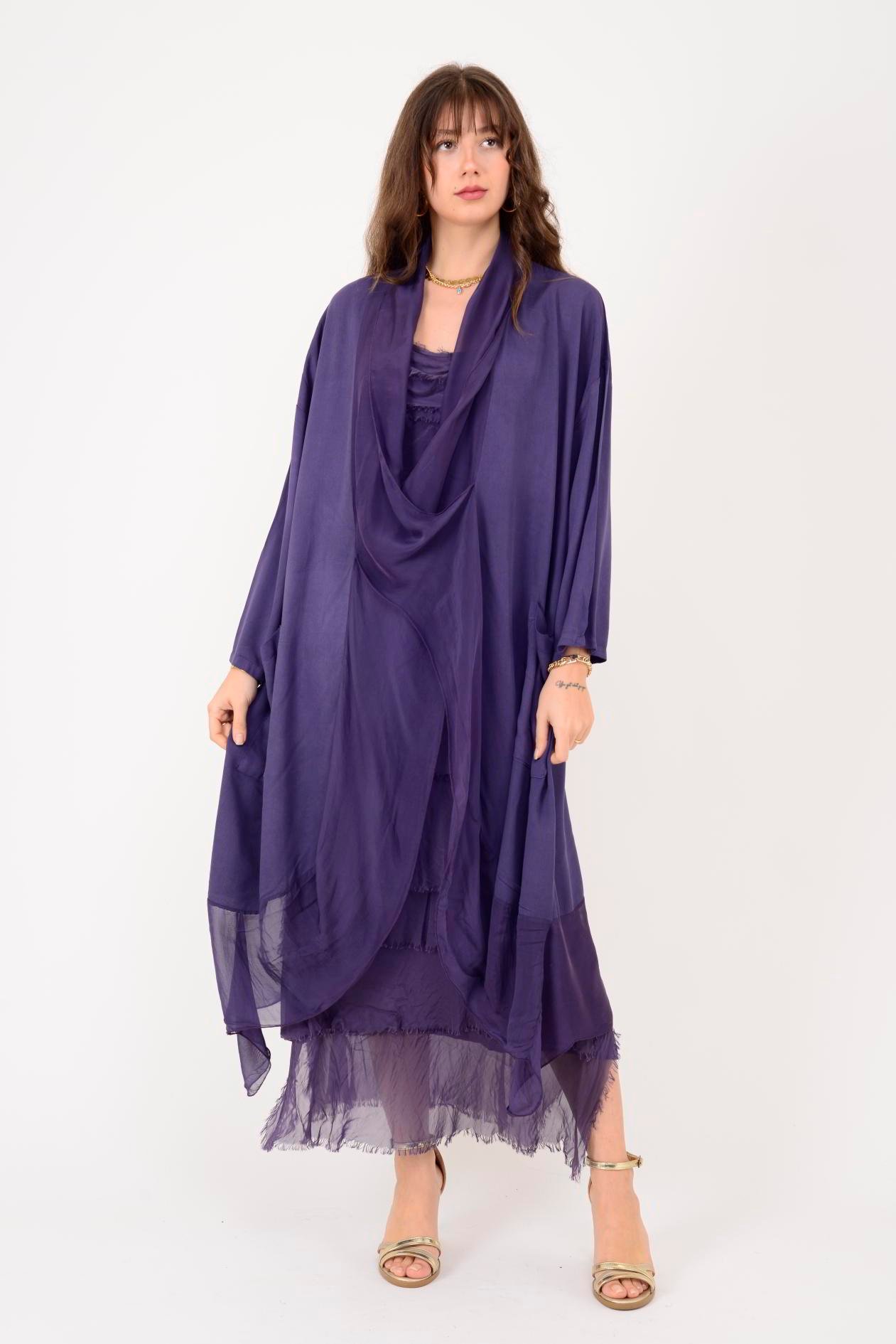 6075 İPEK DETAYLI ŞAL YAKA TUNİK BLUZ