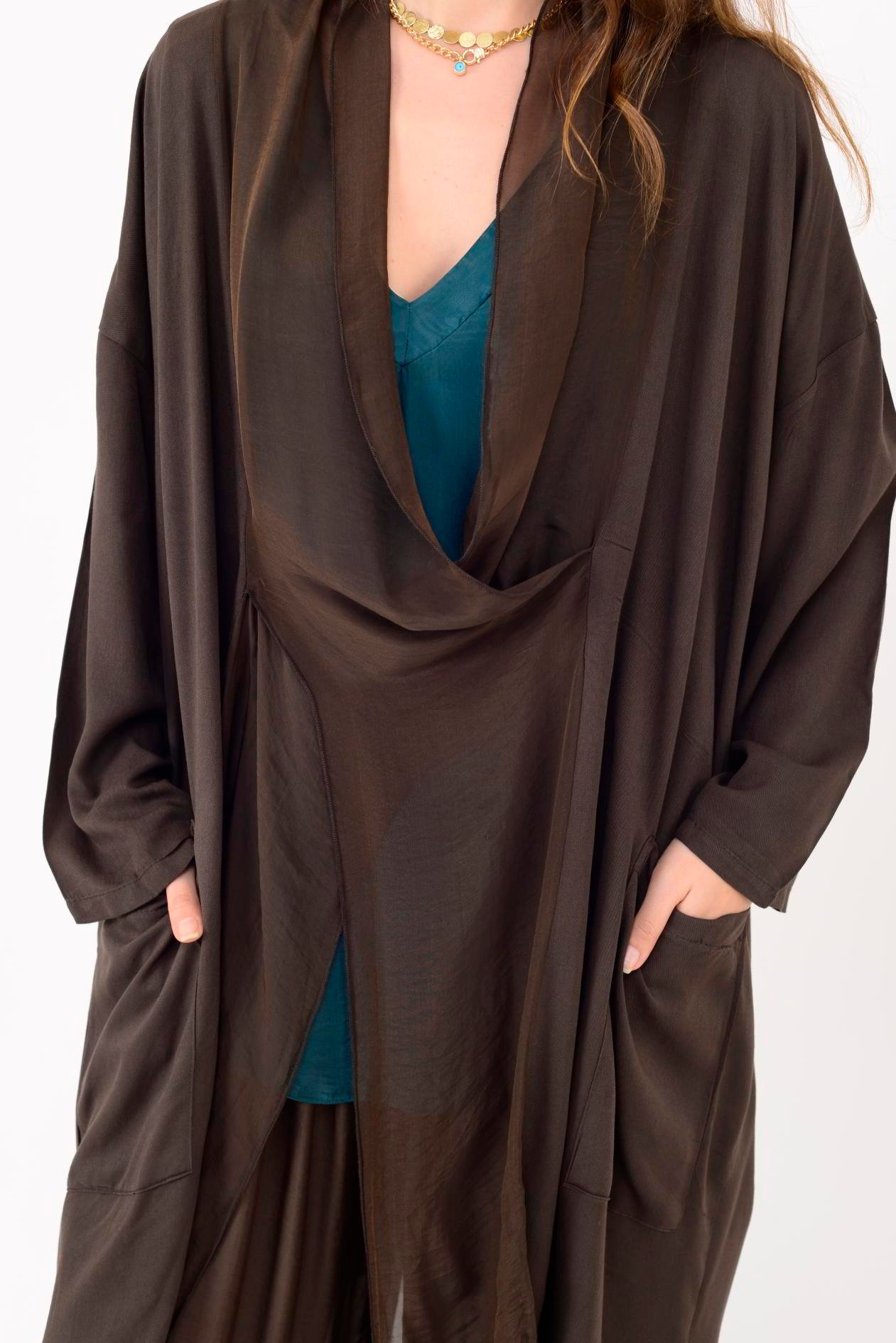 6075 İPEK DETAYLI ŞAL YAKA TUNİK BLUZ