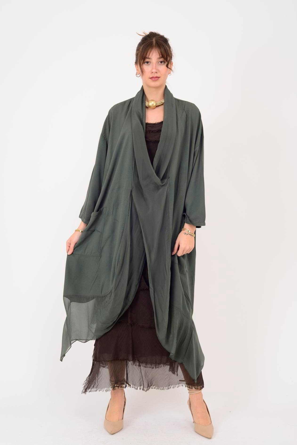 6075 İPEK DETAYLI ŞAL YAKA TUNİK BLUZ