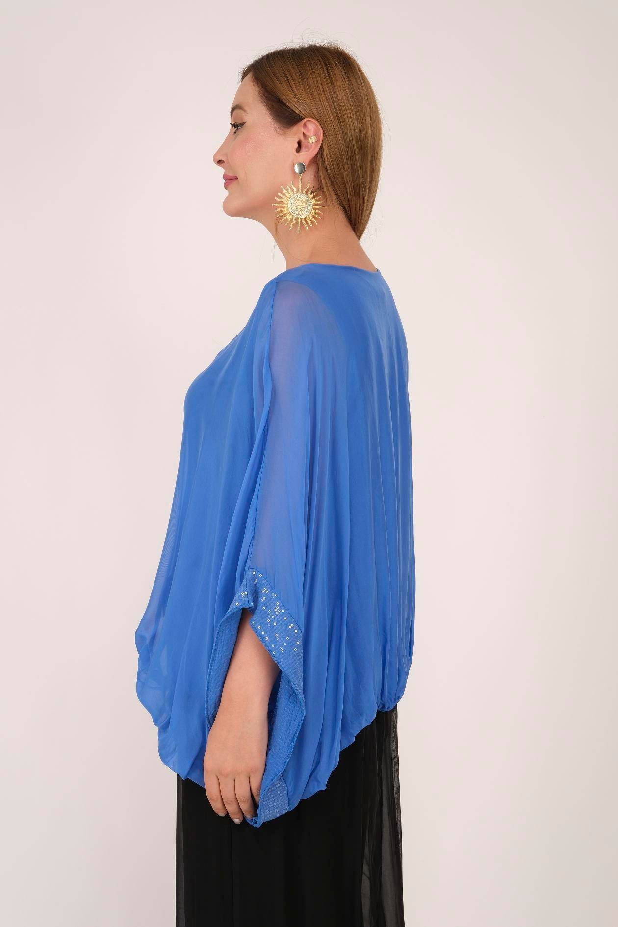 6098 KOLU PUL DETAYLI İPEK BLUZ