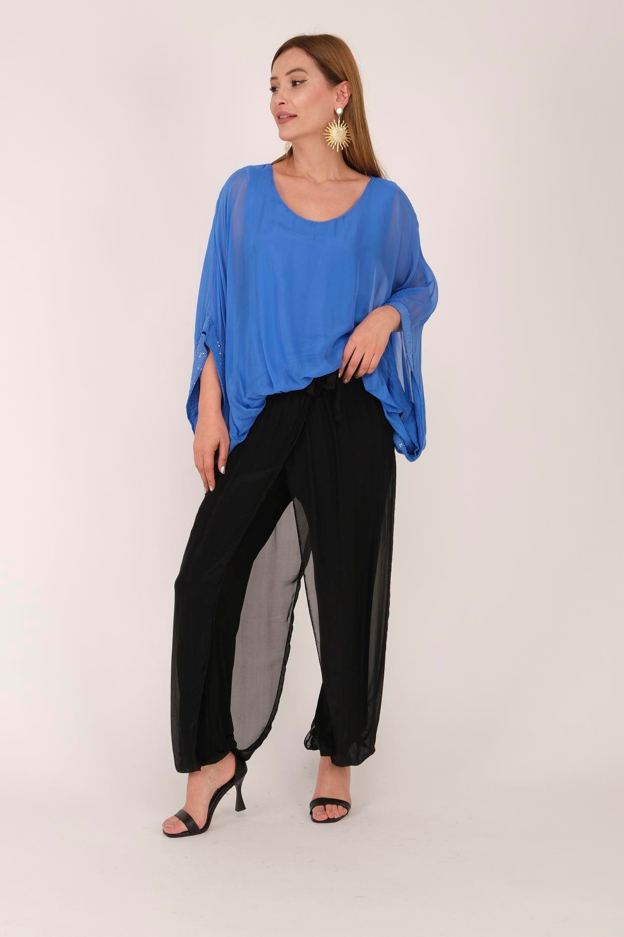 6098 KOLU PUL DETAYLI İPEK BLUZ