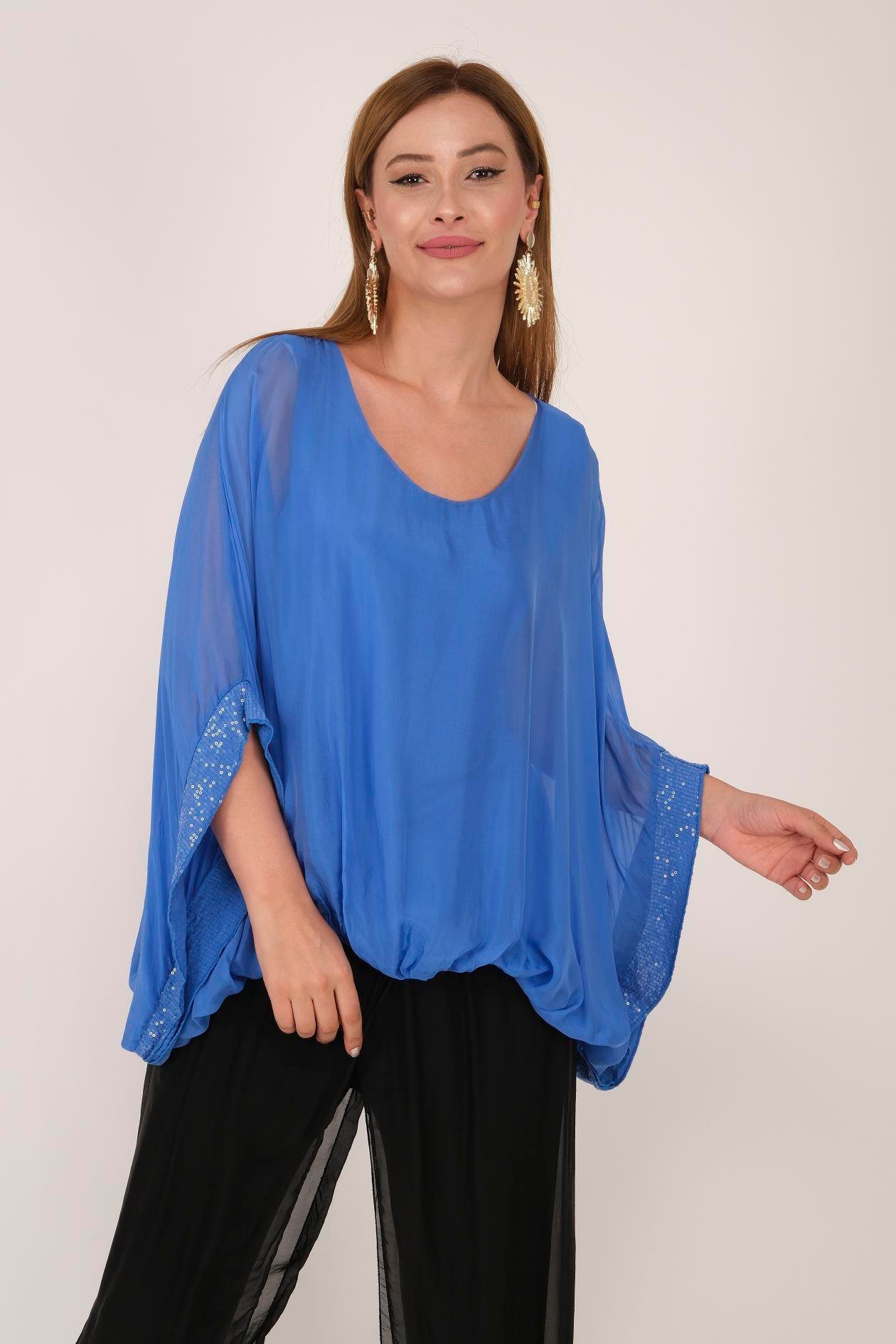 6098 KOLU PUL DETAYLI İPEK BLUZ
