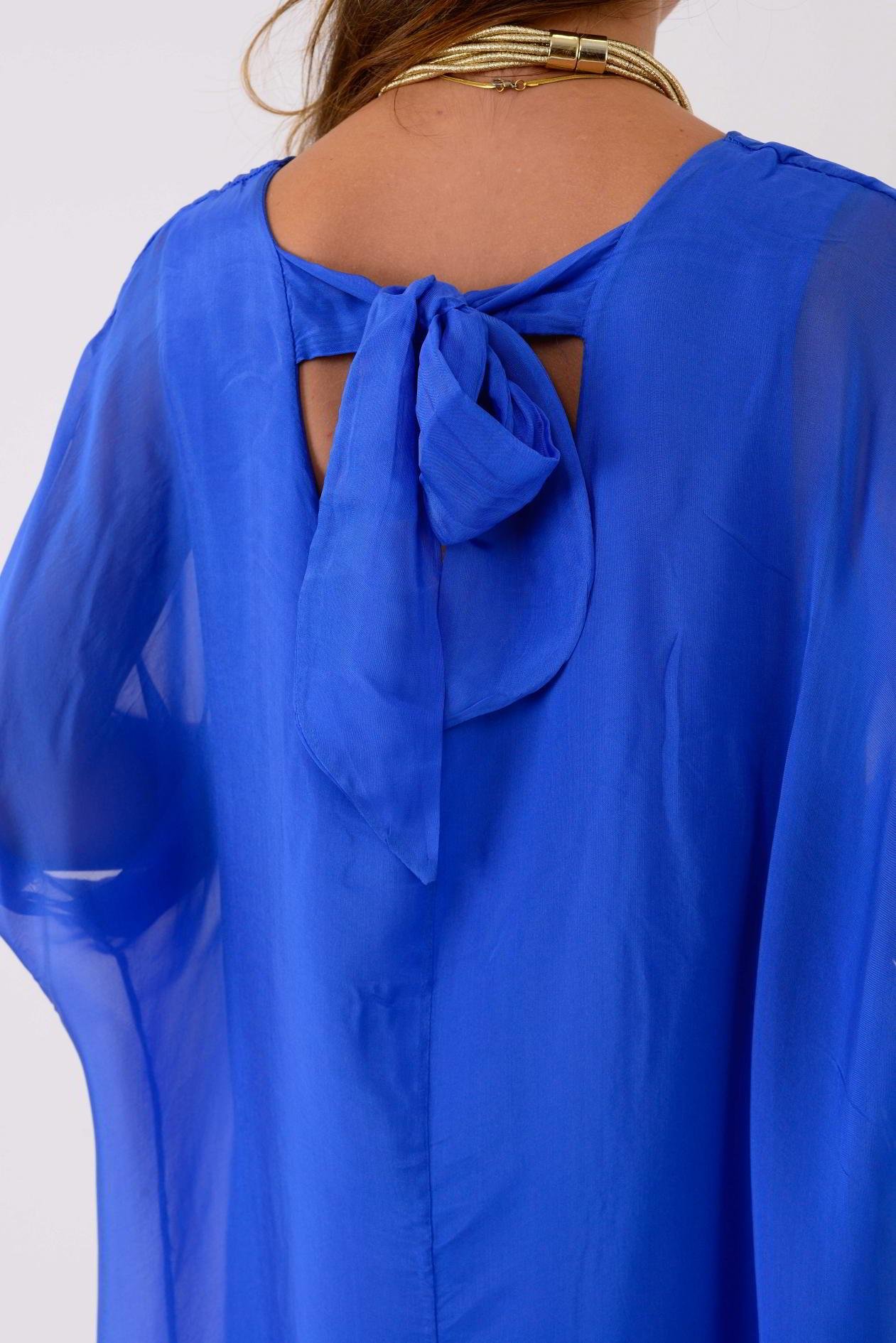 6129 SIRTI BAĞLAMALI İPEK ELBİSE